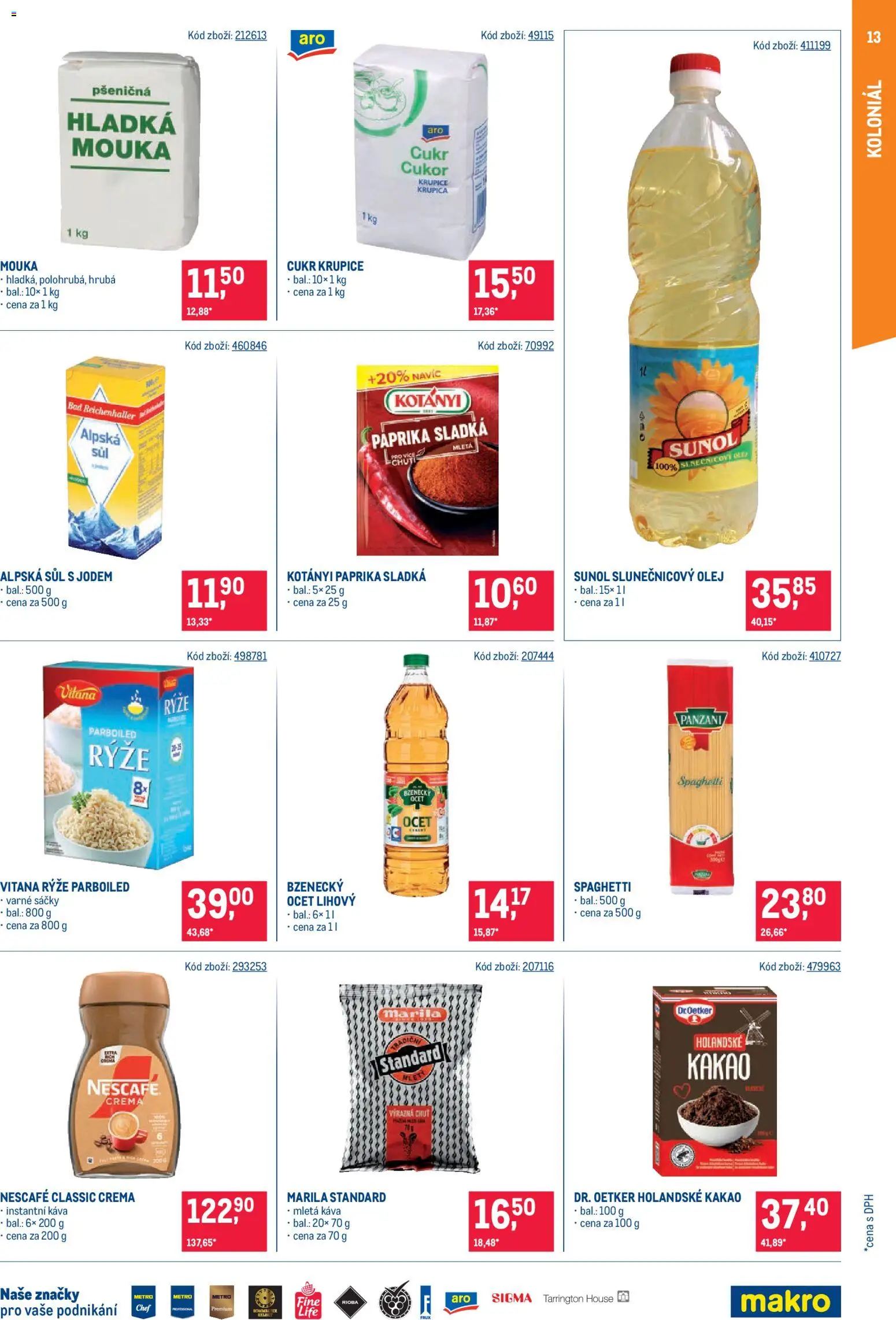 Makro leták od 23.09.2026 | Strana: 13 | Produkty: Rýže, Instantní káva, Nescafé, Bzenecký Ocet