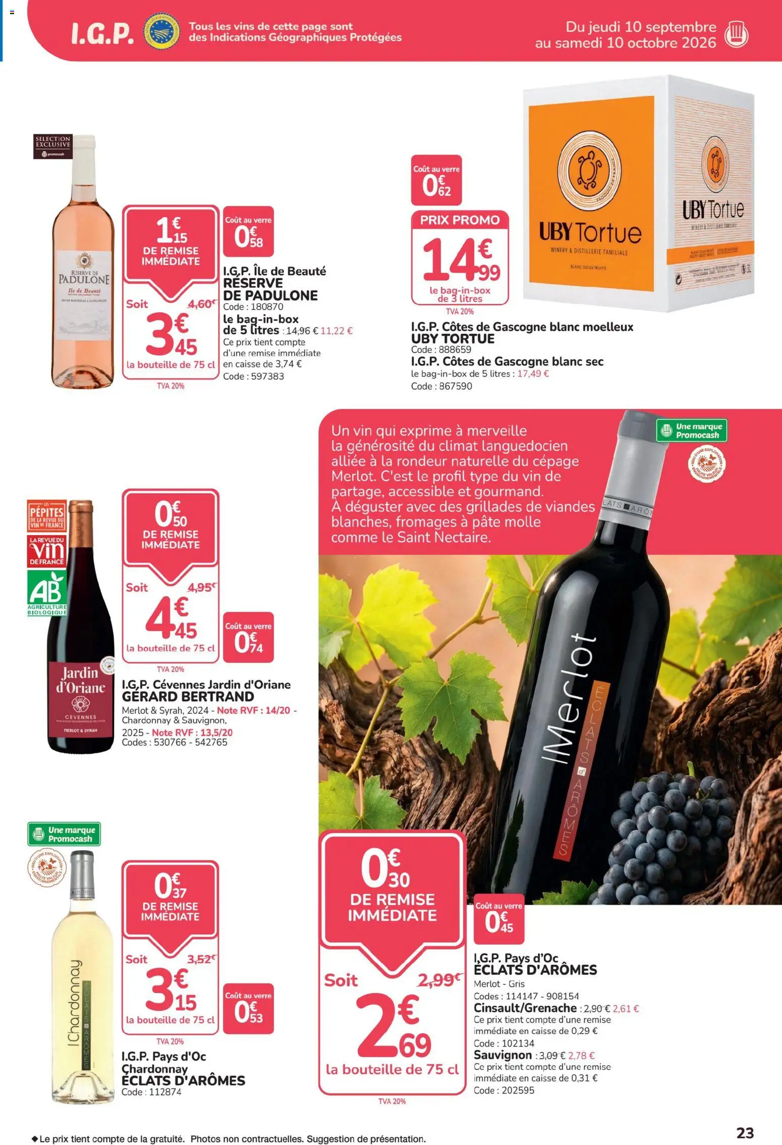 {H1} | Page: 23 | Produits: Blanc moelleux, Bouteille, Pâte, Vin