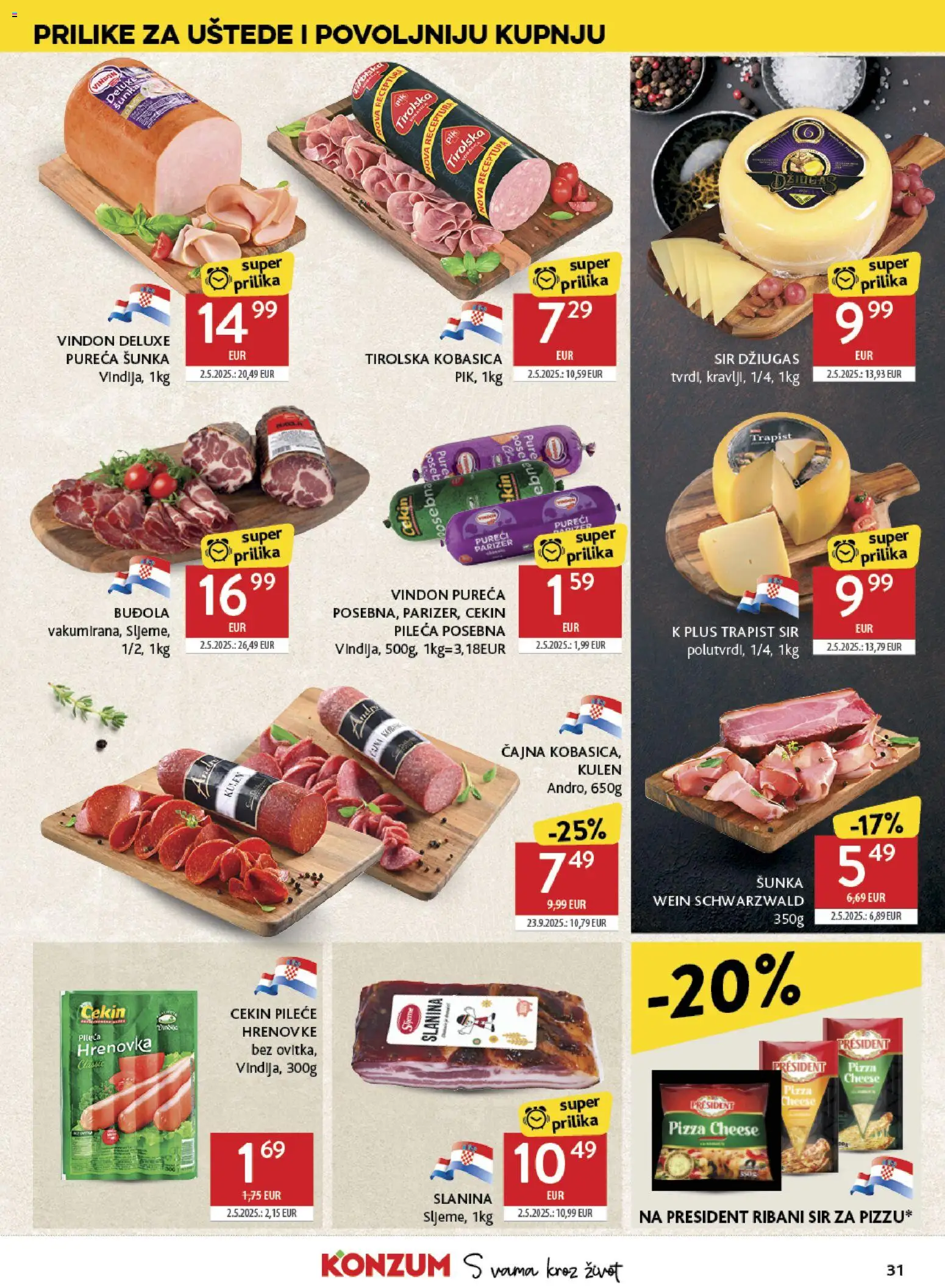 Konzum katalog | vrijedi od 14.10.2026 | Stranica: 31 | Proizvodi: Sir, Buđola, Kulen, Parizer