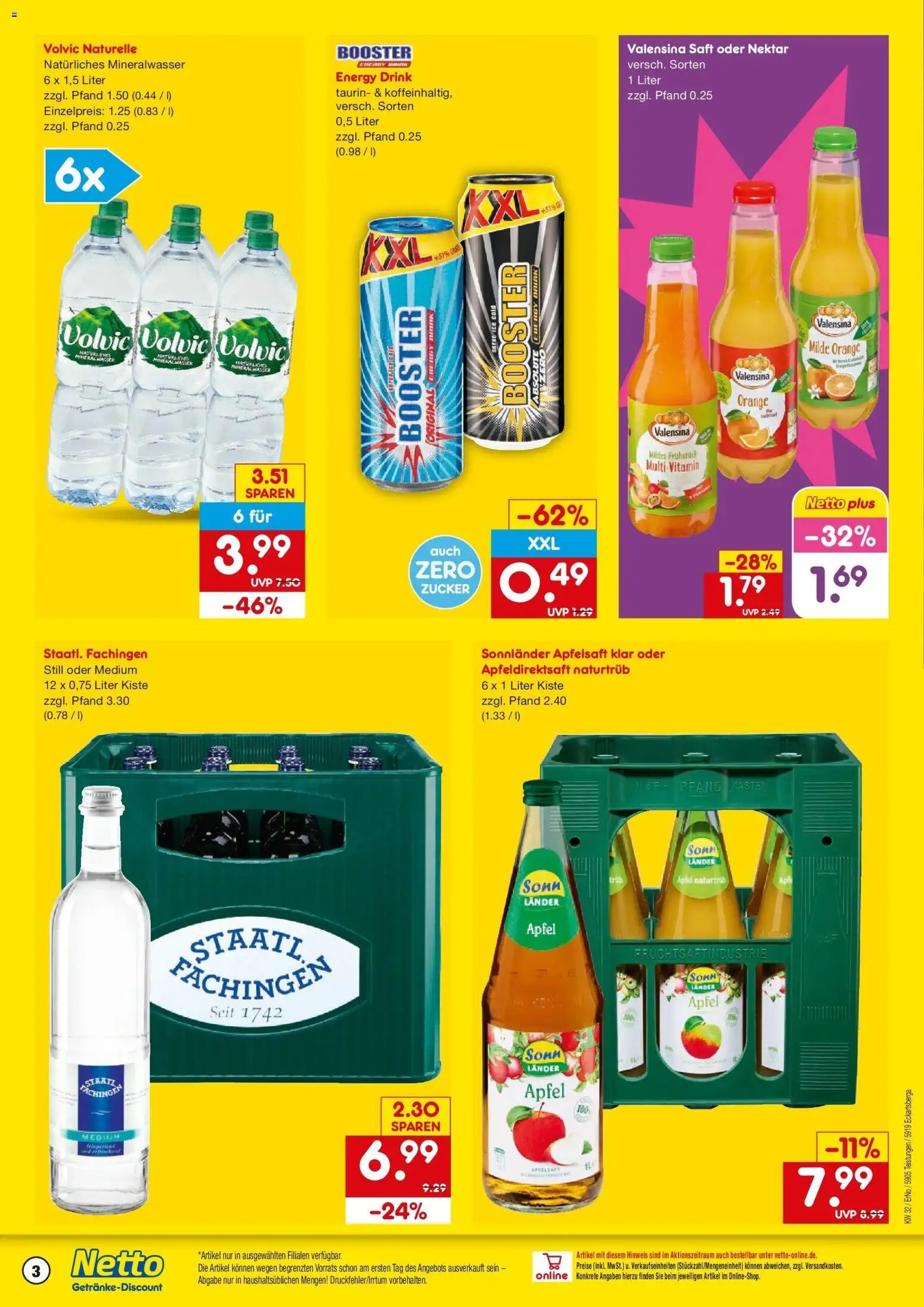 Netto Marken-Discount Prospekt Teistungen – gültig ab 03.08.2026 | Seite: 3 | Produkte: Äpfel, Mineralwasser, Zucker, Volvic