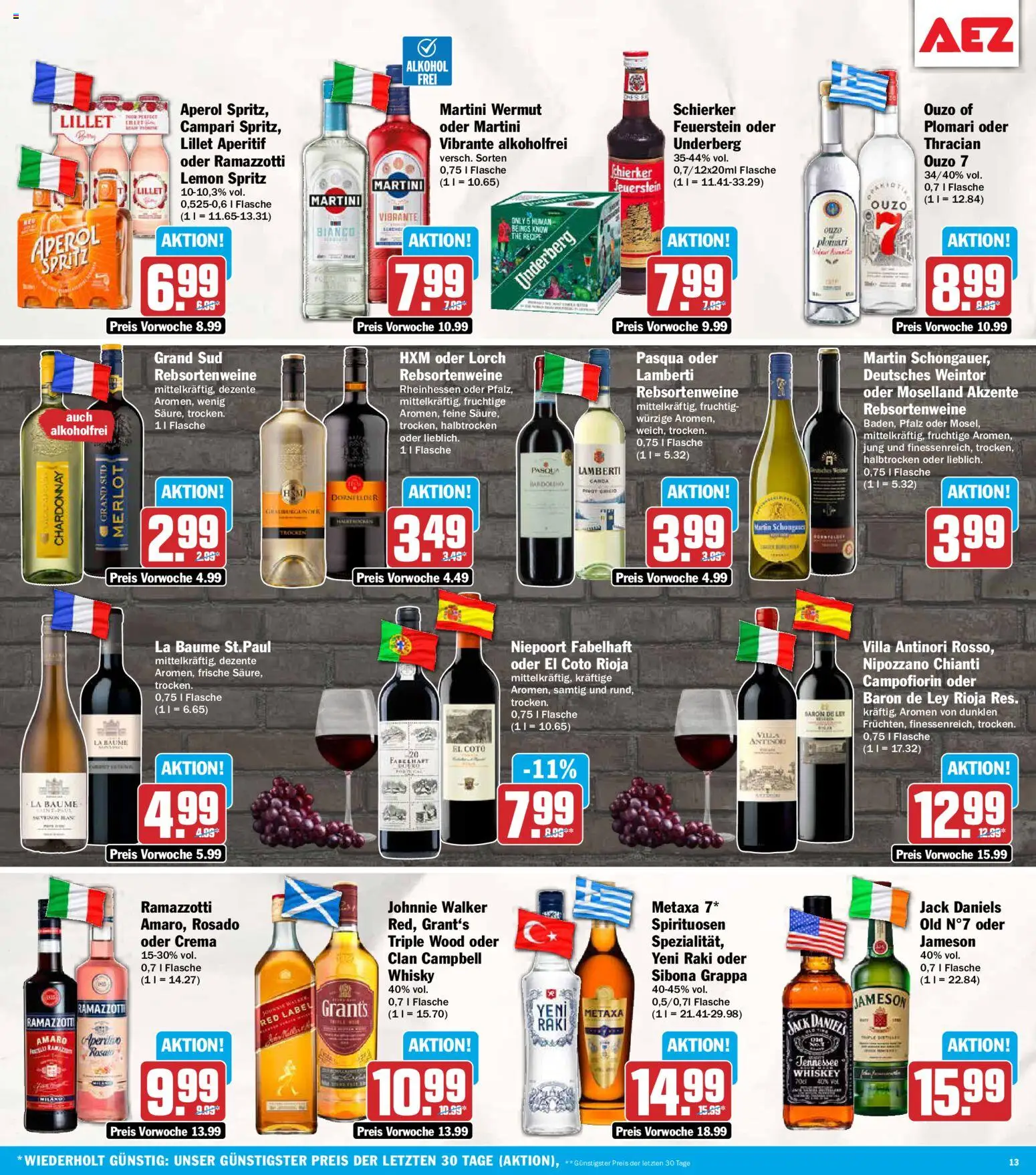 AEZ Prospekt – gültig ab 19.10.2026 | Seite: 13 | Produkte: Merlot, Lillet, Whiskey, Johnnie walker