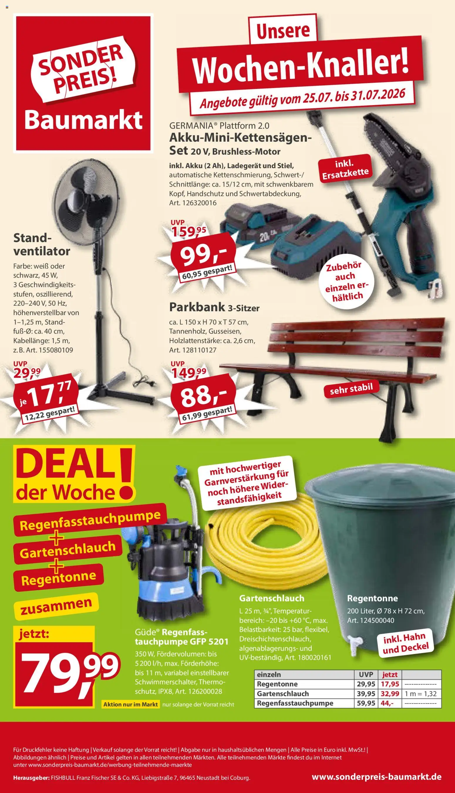 Sonderpreis Baumarkt Prospekt – gültig ab 25.07.2026 | Seite: 1 | Produkte: Ventilator, Ladegerät