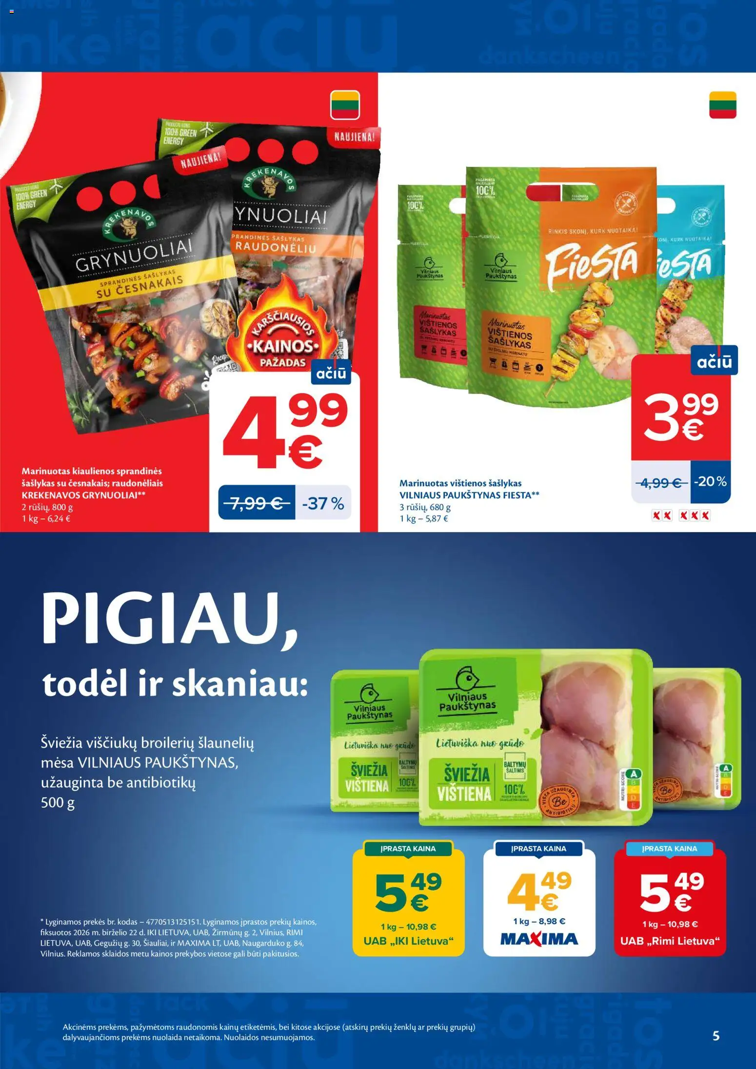 MAXIMA akcijos nuo 2026.06.30 | Puslapis: 5 | Prekių: Vištienos, Kiaulienos, Vištiena