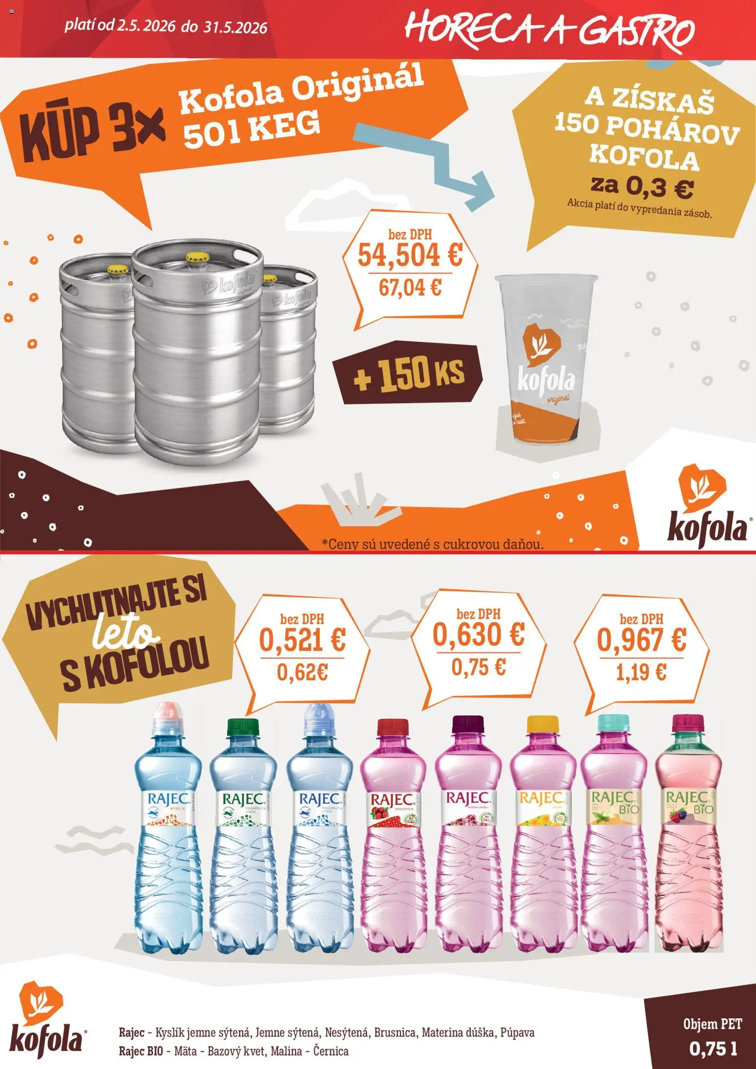 Nové CBA Verex akcie – leták je platný od 02.05.2026 | Strana: 4 | Produkty: Rajec, Kofola