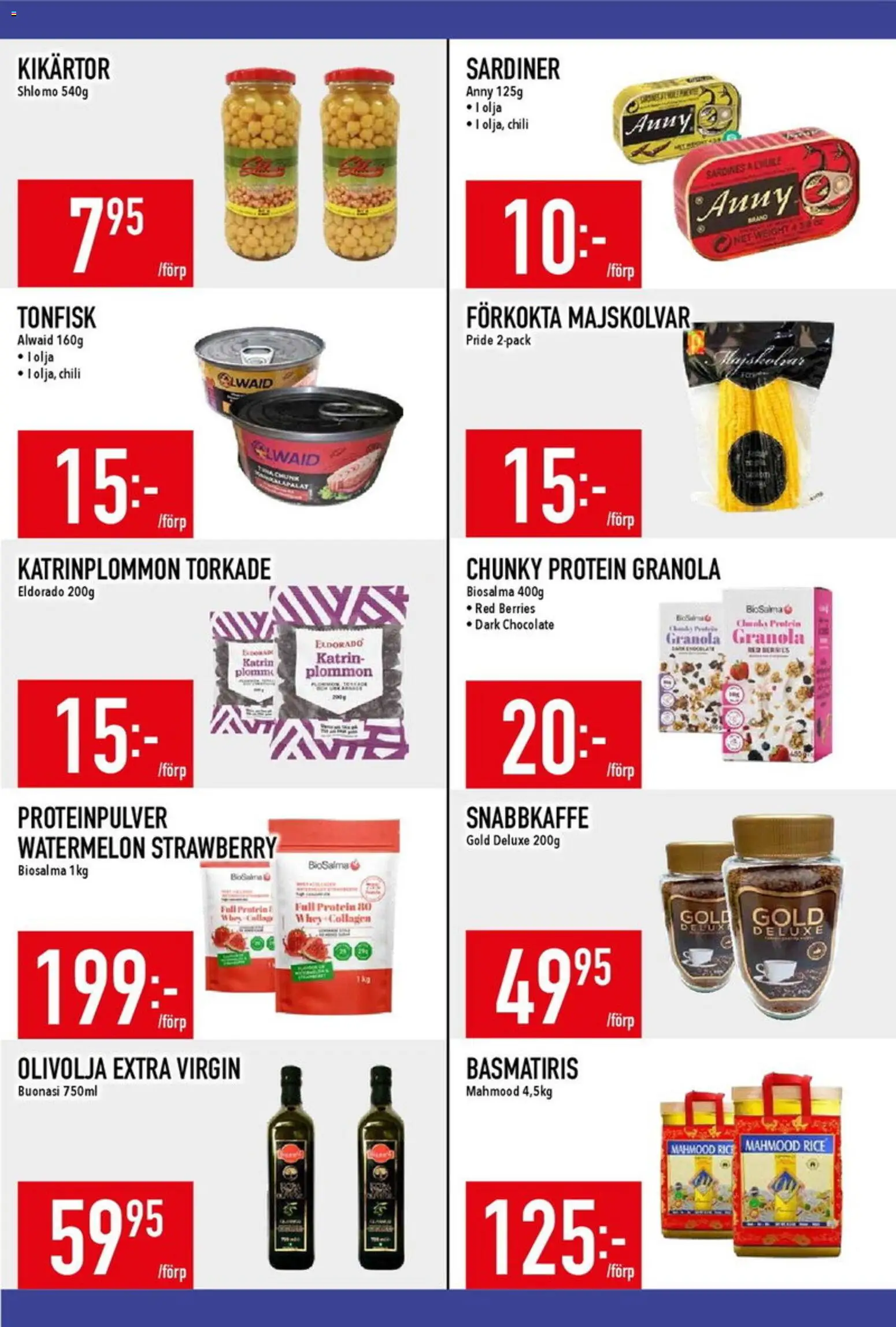 Matdax reklamblad aktuell från 20/07/2026 | Sida: 14 | Produkter: Proteinpulver, Kikärtor, Chili, Granola