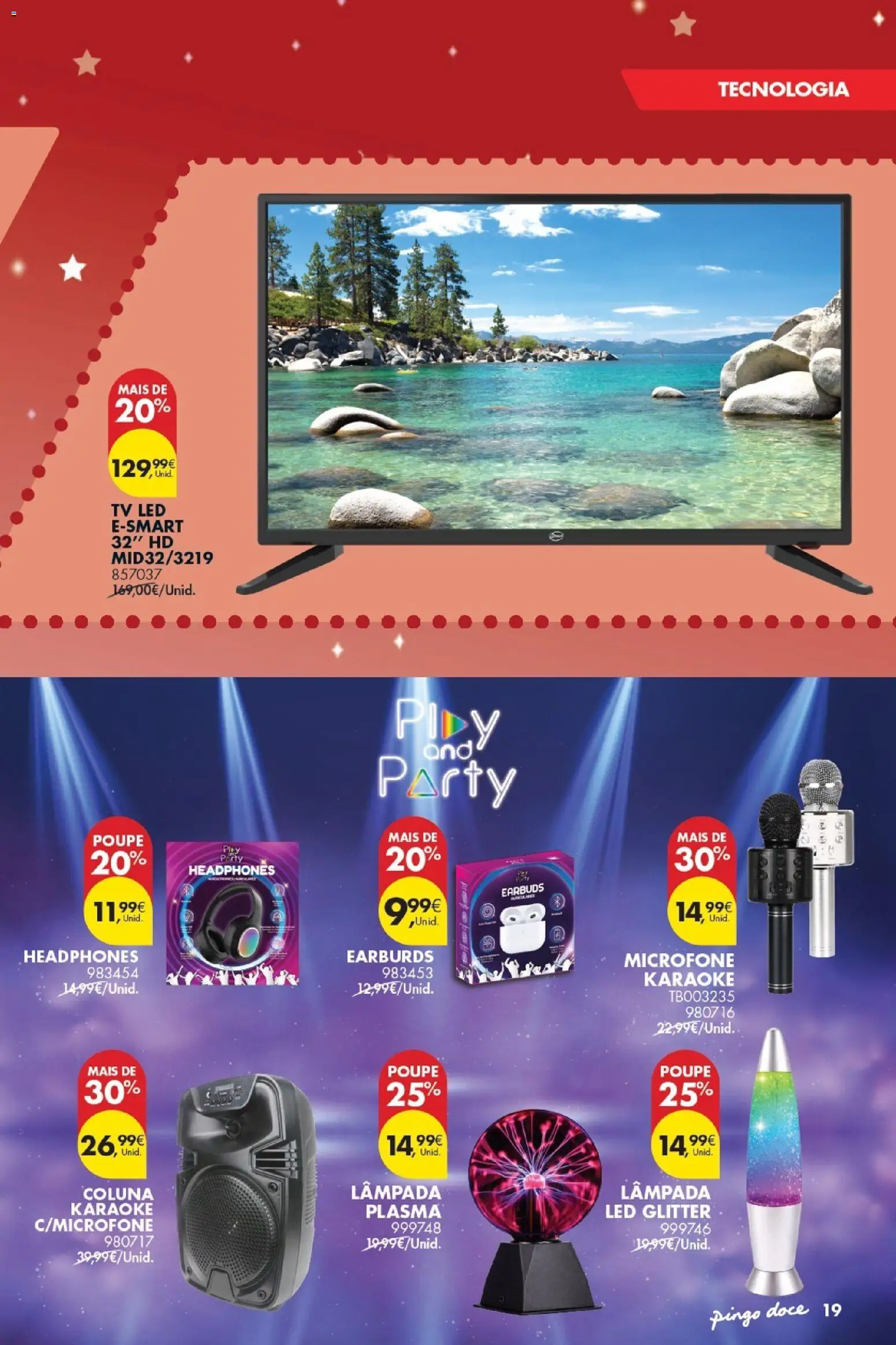 Pingo Doce Folheto Bazar Dia da Criança │ válido de 19.05.2026 | Página: 19 | Produtos: Microfone, Tv led