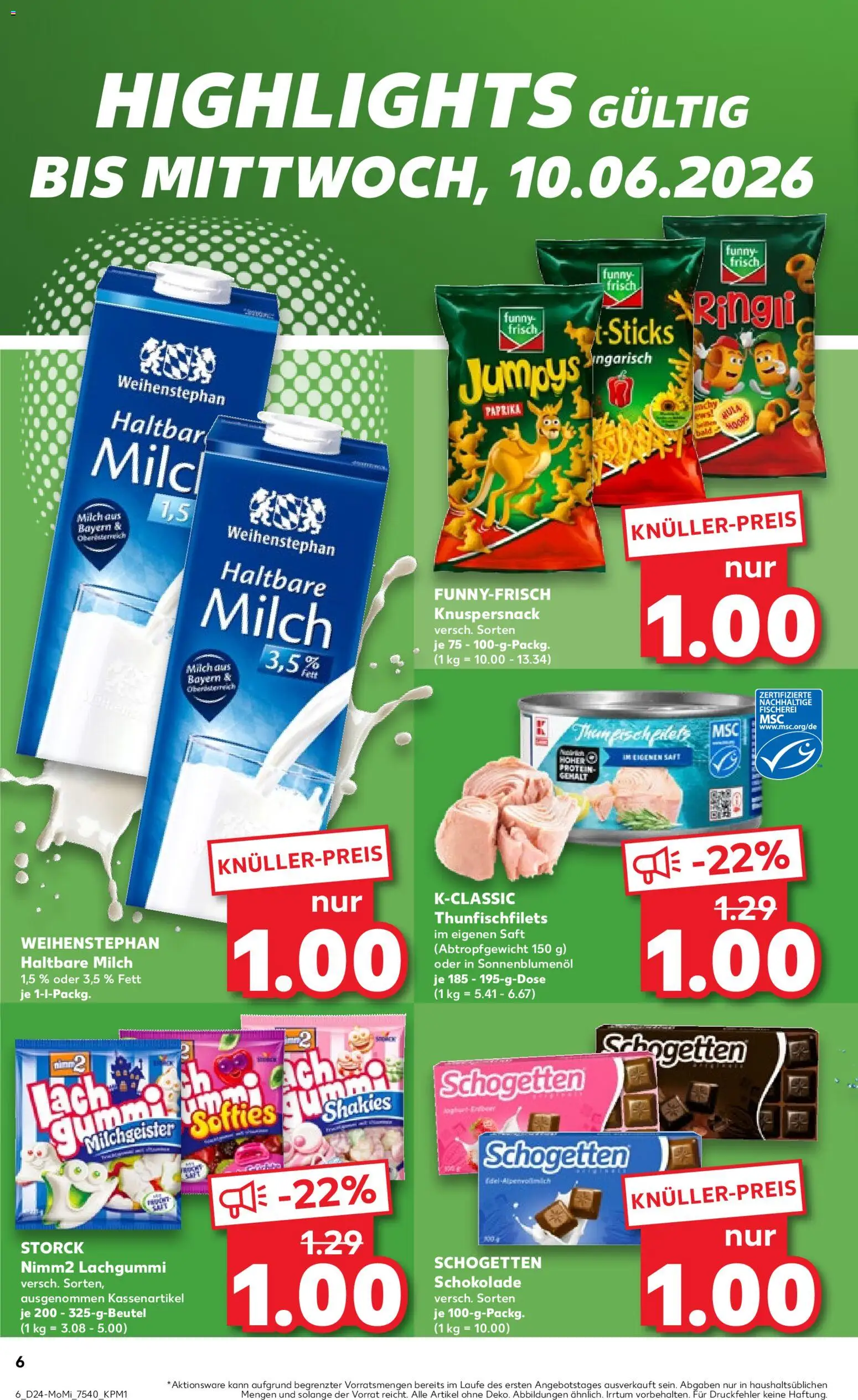 Kaufland Prospekt Berlin – gültig ab 08.06.2026 | Seite: 6 | Produkte: Schokolade, Paprika, Schogetten, Saft