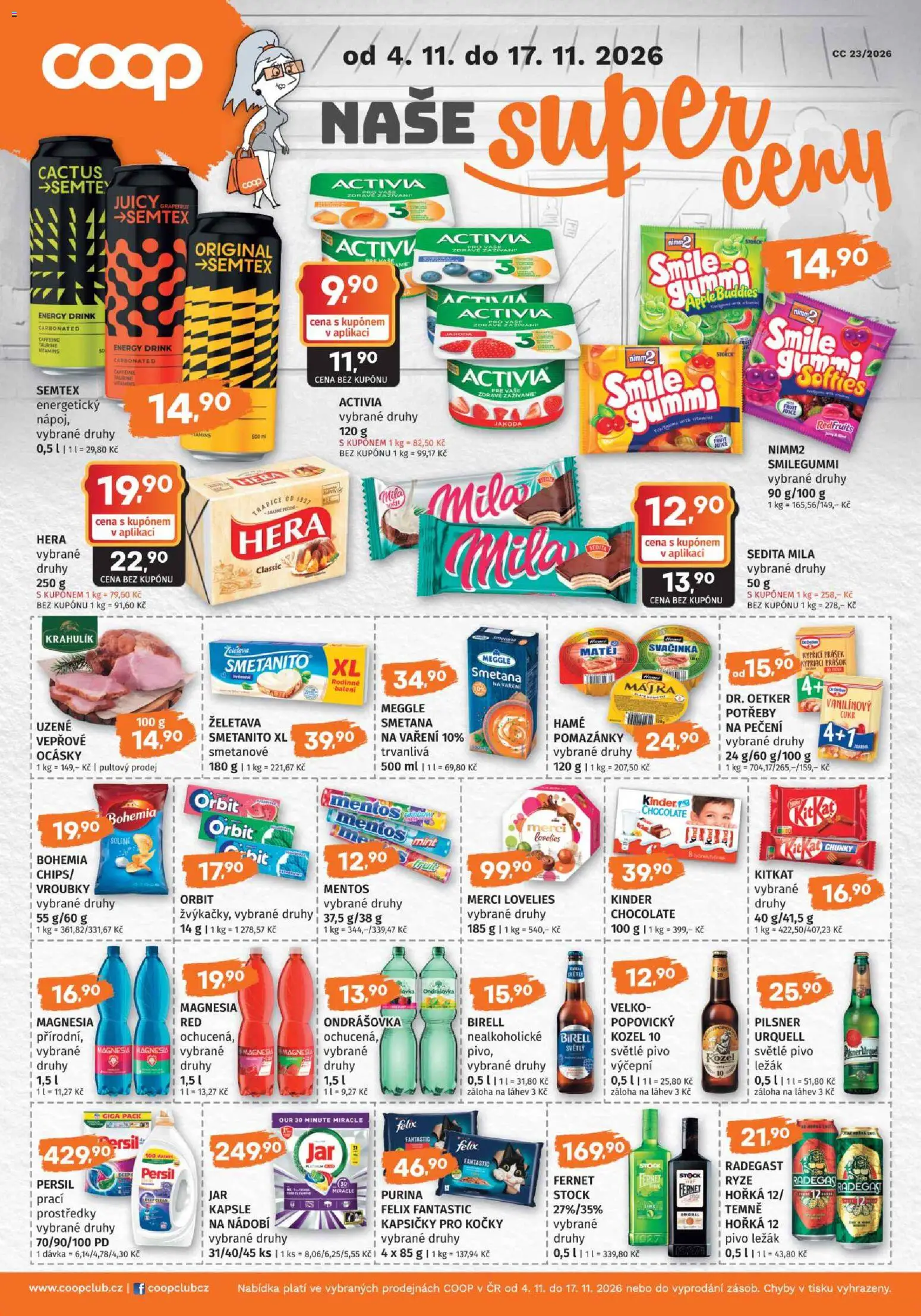 Konzum leták od 04.11.2026 | Strana: 4 | Produkty: Felix, Magnesia, Kinder, Energy drink