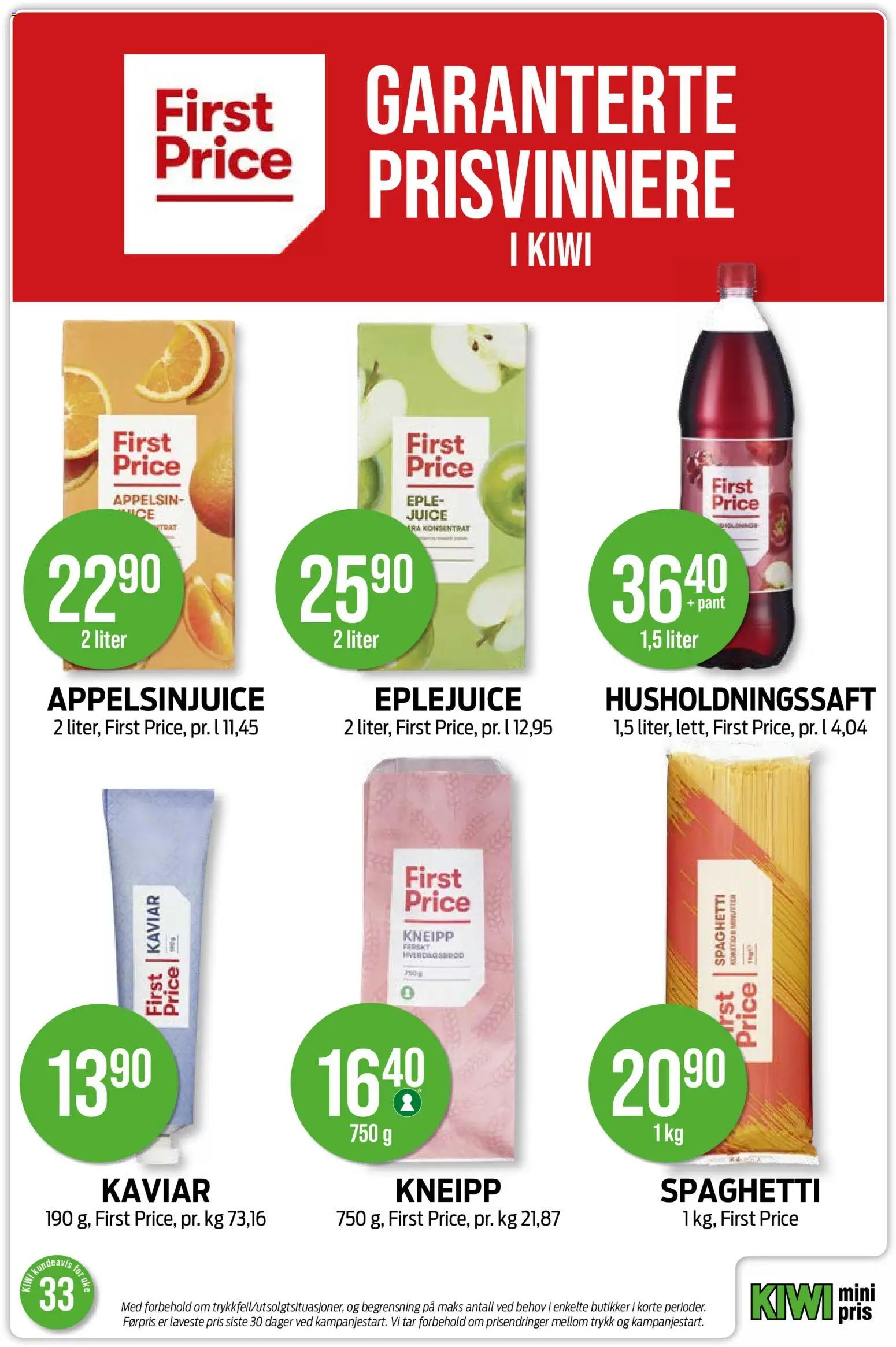 {H1} | Side: 21 | Produkter: Kiwi, Eplejuice, Husholdningssaft, Kaviar