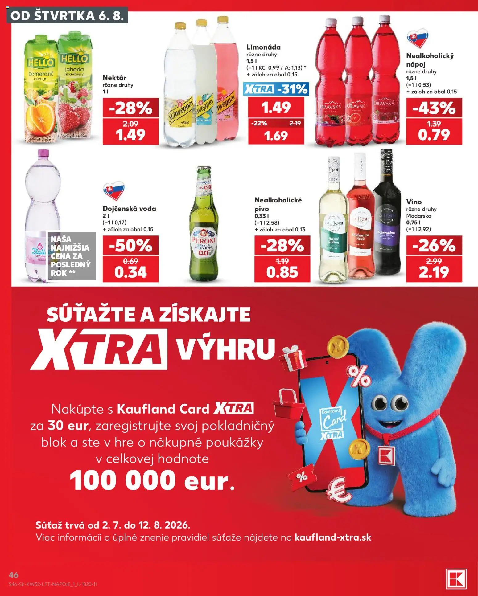 Nové Kaufland akcie – leták je platný od 06.08.2026 | Strana: 46 | Produkty: Pivo, Víno, Voda