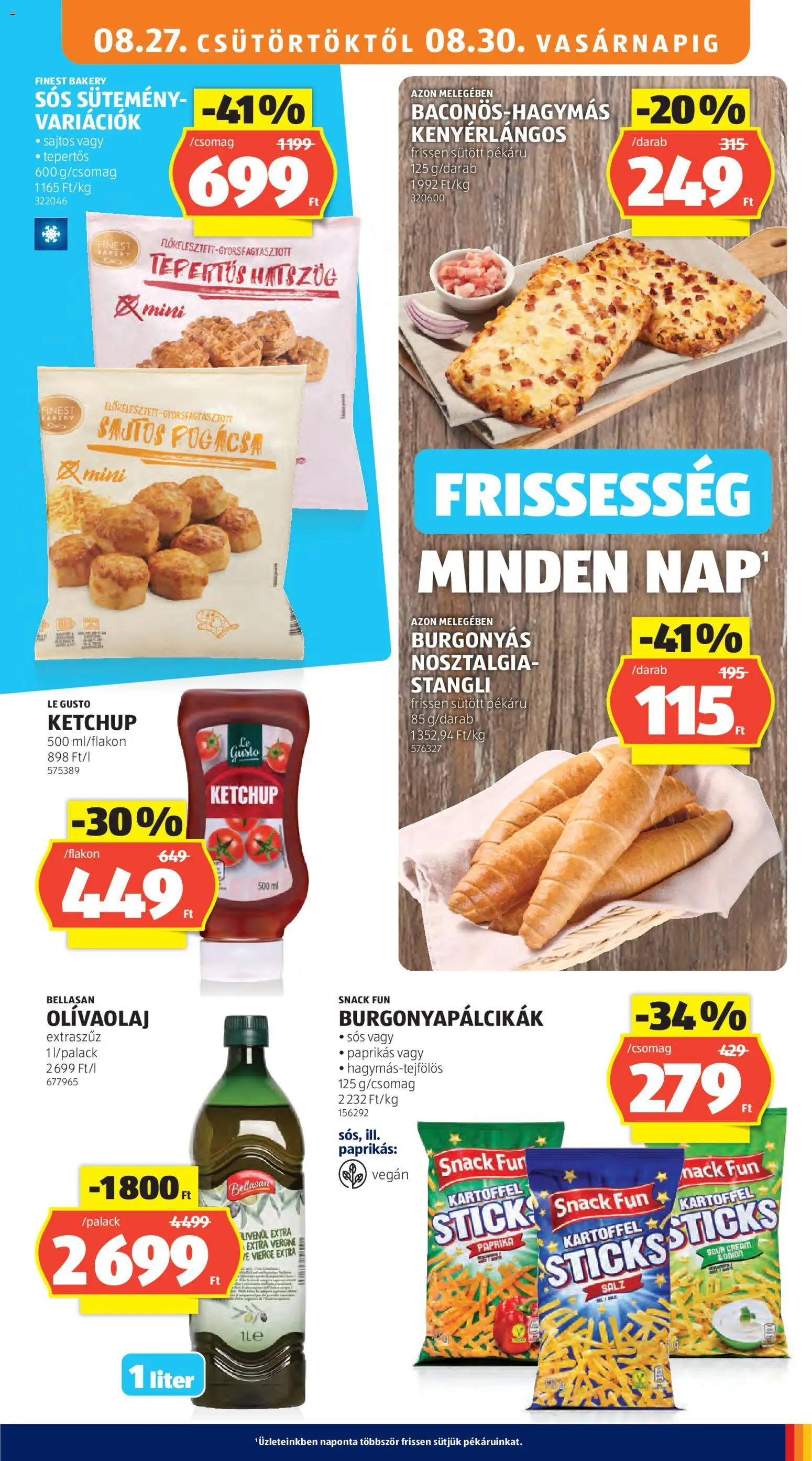 Aldi akciós ujság - amely érvényes a következő dátumtól: 2026.08.27. | Oldal: 17 | Termékek: Stangli, Kenyérlángos, Vegán, Pogácsa