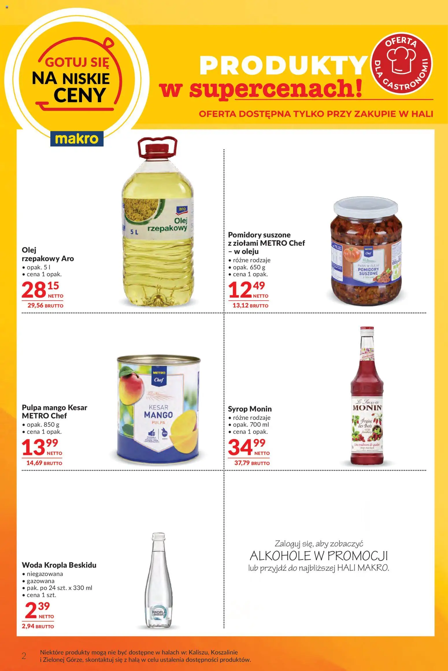 Makro gazetka - Oferta dla gastronomii od 26.05.2026 | Strona: 2 | Produkty: Syrop, Pomidory, Pulpa mango, Woda