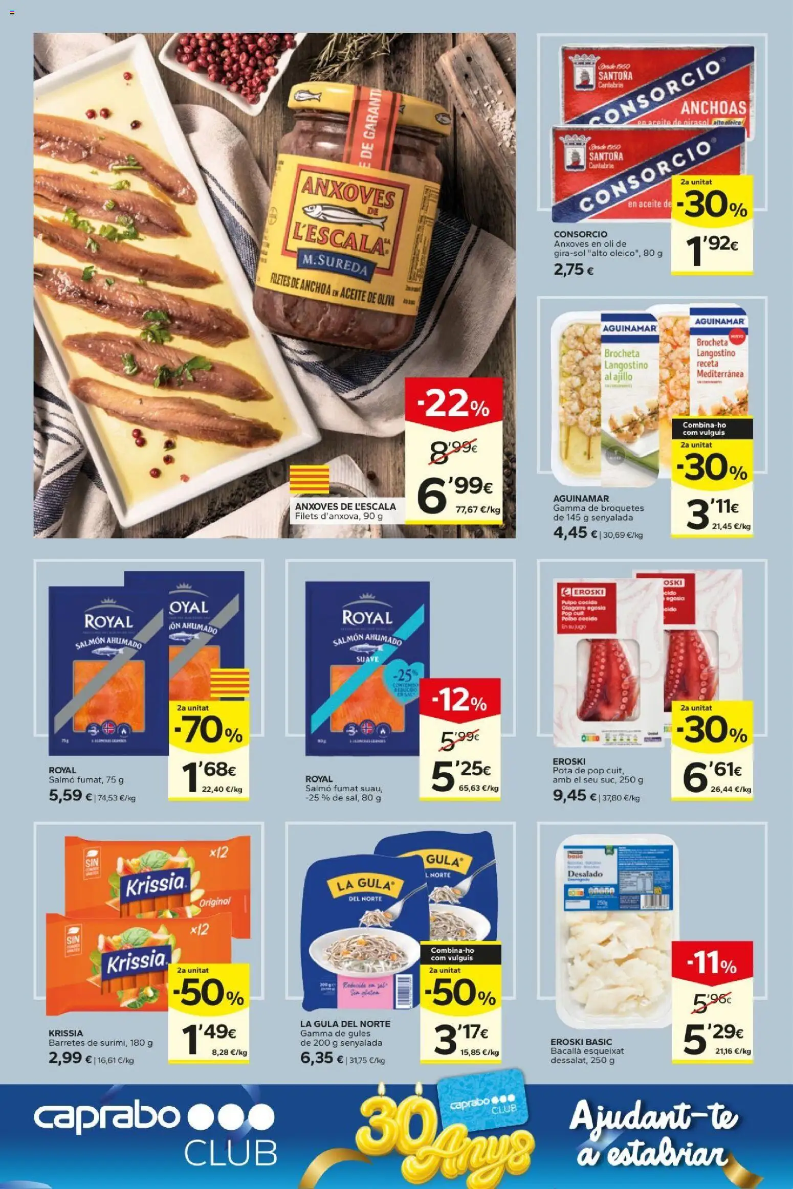 Caprabo folleto │ válido desde el 29/10/2026 | Página: 6 | Productos: Aceite de oliva, Salmón ahumado, Anchoa, Langostino