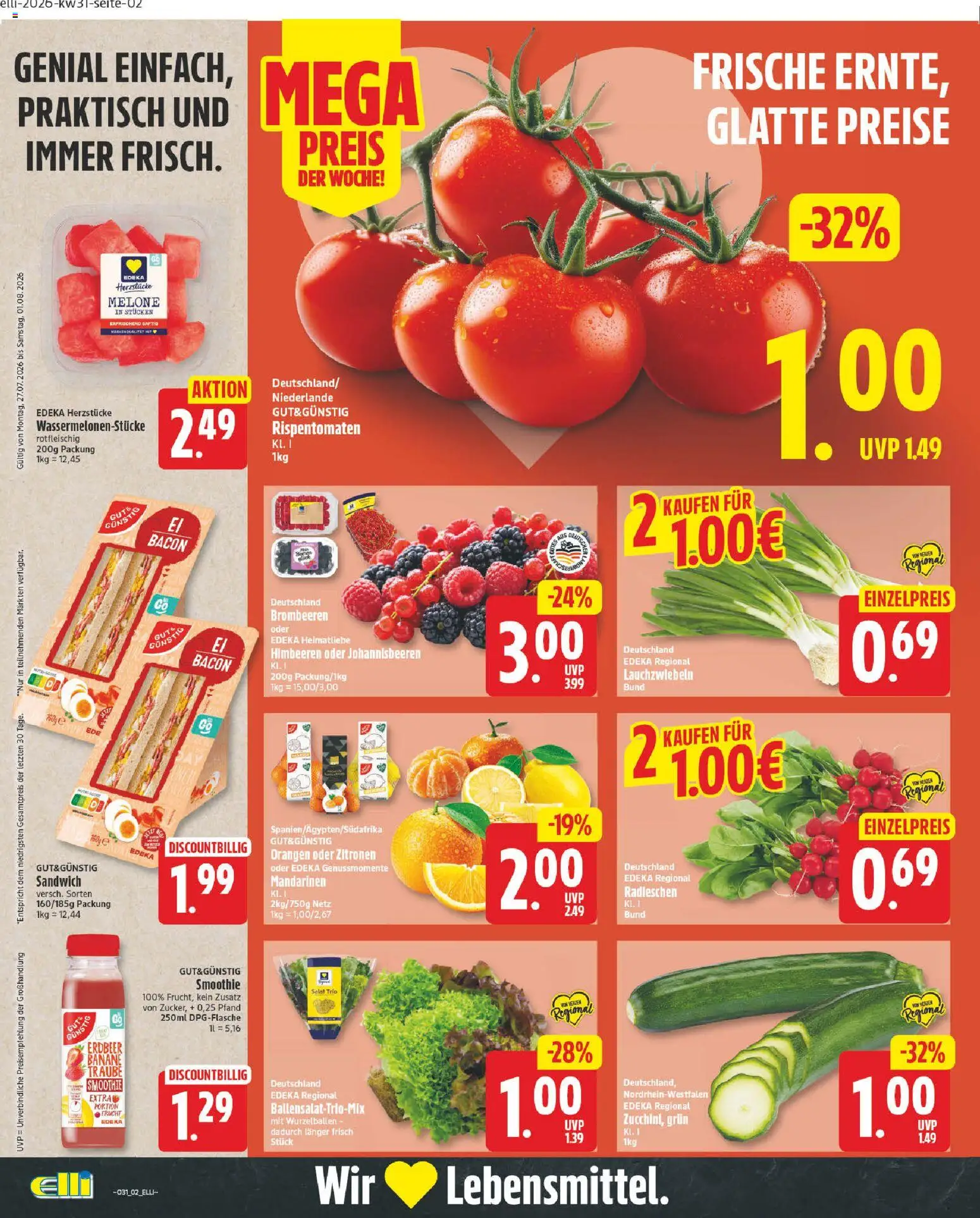 Elli Markt Prospekt Schloß – gültig ab 27.07.2026 | Seite: 6 | Produkte: Mandarinen, Melone, Salat, Zitronen