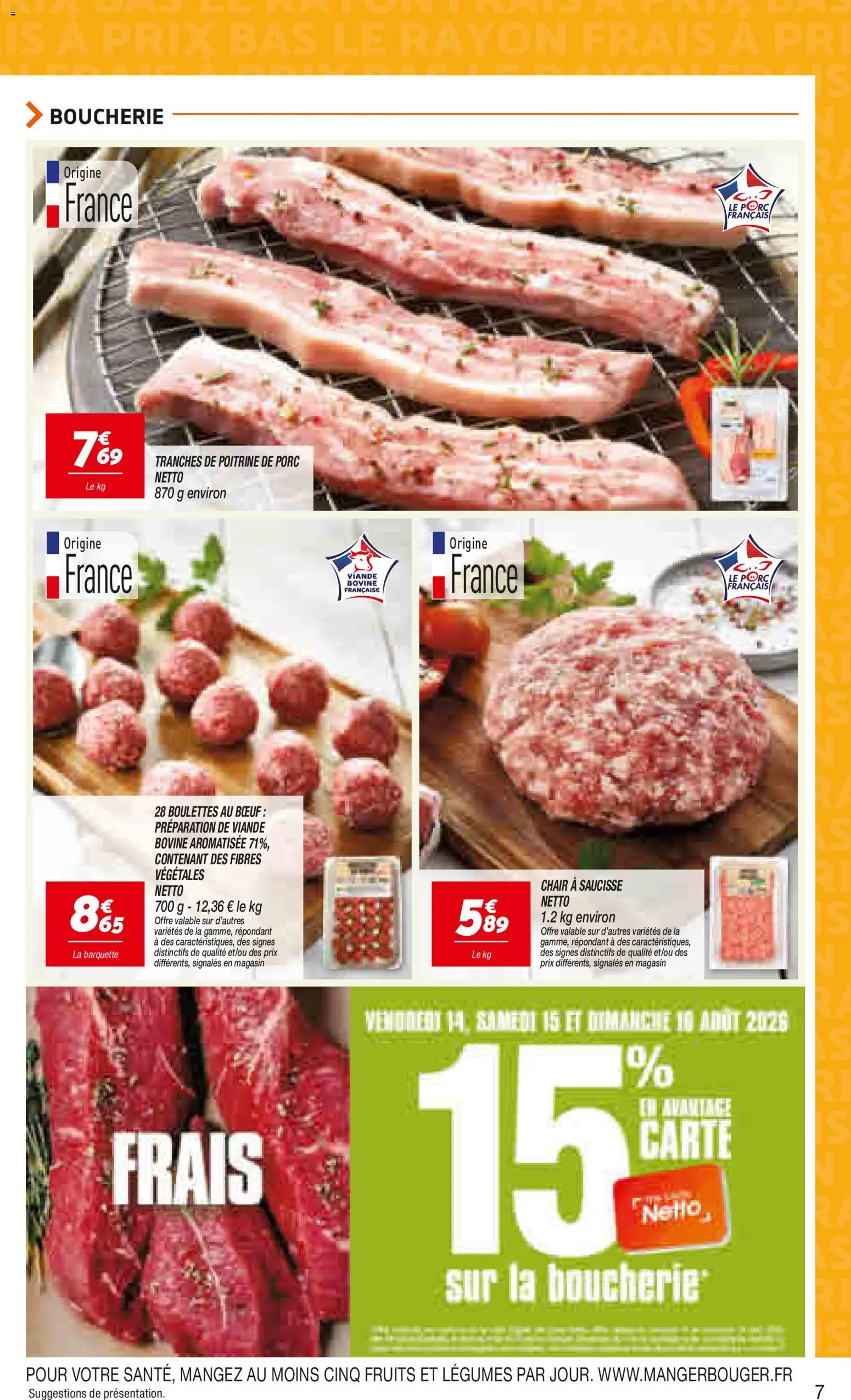{H1} | Page: 7 | Produits: Poitrine de porc, Saucisse, Viande, Porc
