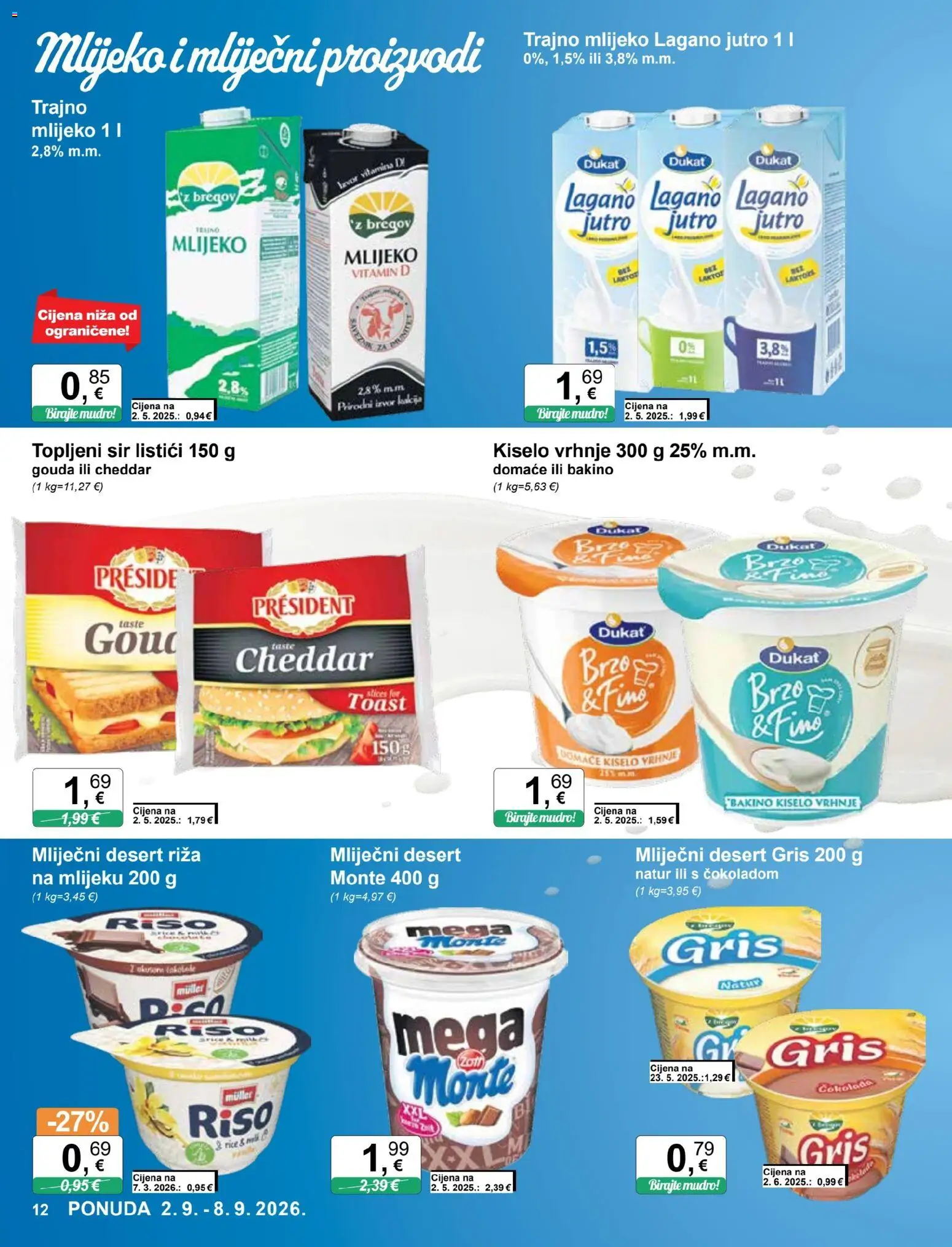 KTC katalog | vrijedi od 02.09.2026 | Stranica: 12 | Proizvodi: Sir, Toast, Mliječni proizvodi, Trajno mlijeko