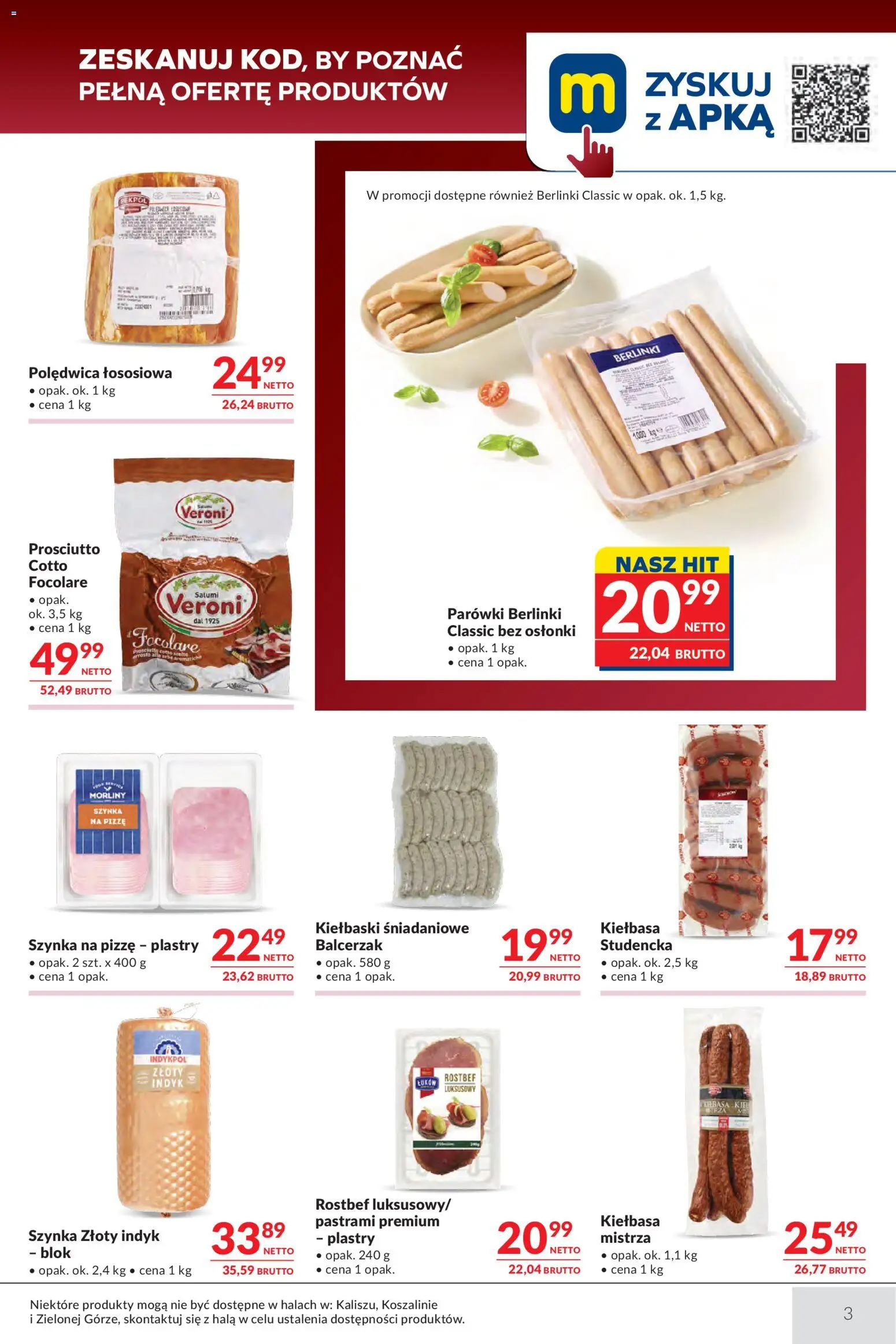 Makro gazetka - Oferta dla gastronomii od 21.07.2026 | Strona: 3 | Produkty: Kiełbasa, Parówki, Kiełbaski, Prosciutto