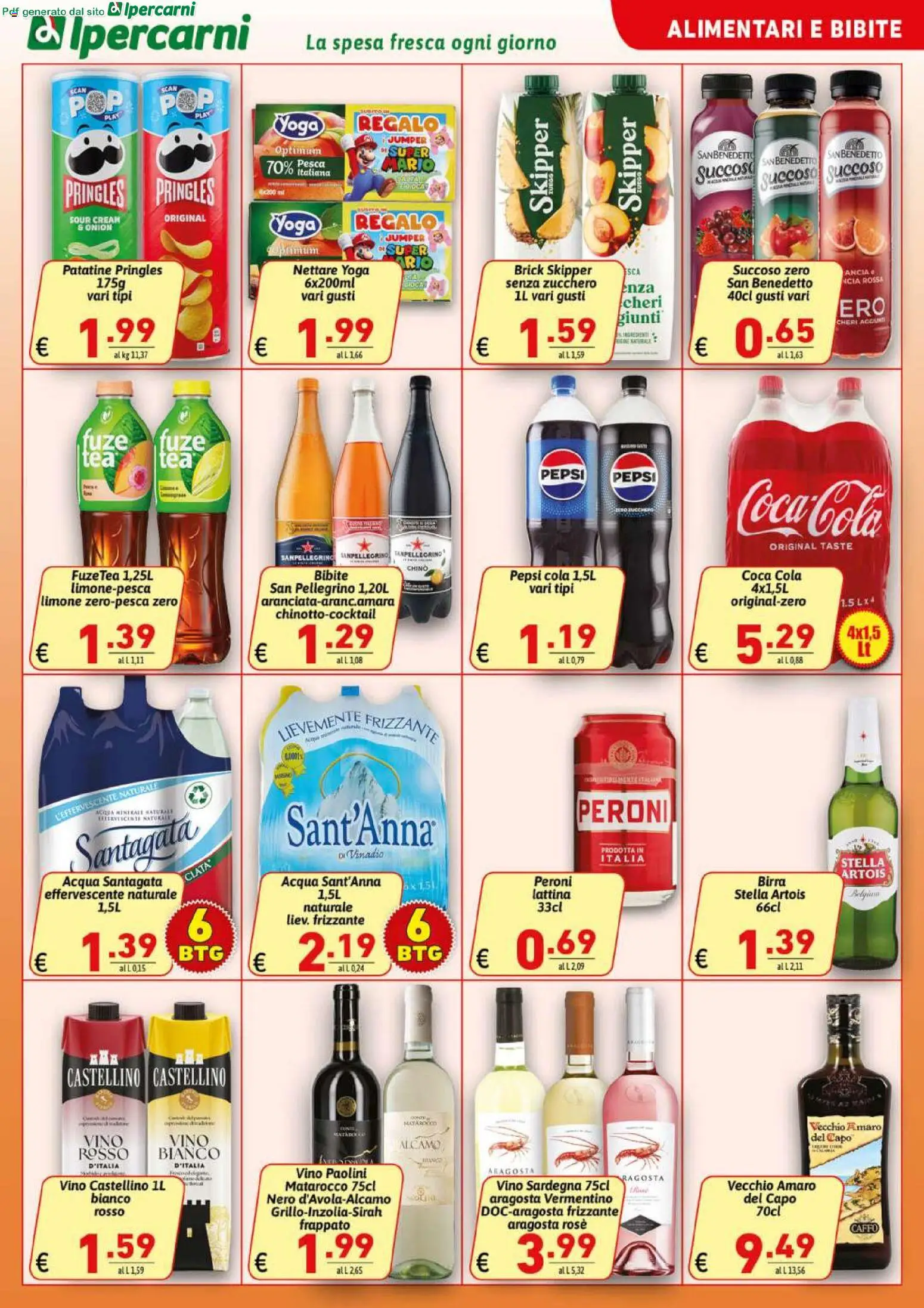 Volantino Ipercarni del 22/07/2026 | Pagina: 13 | Prodotti: Birra, Pesca, Amaro, Coca Cola