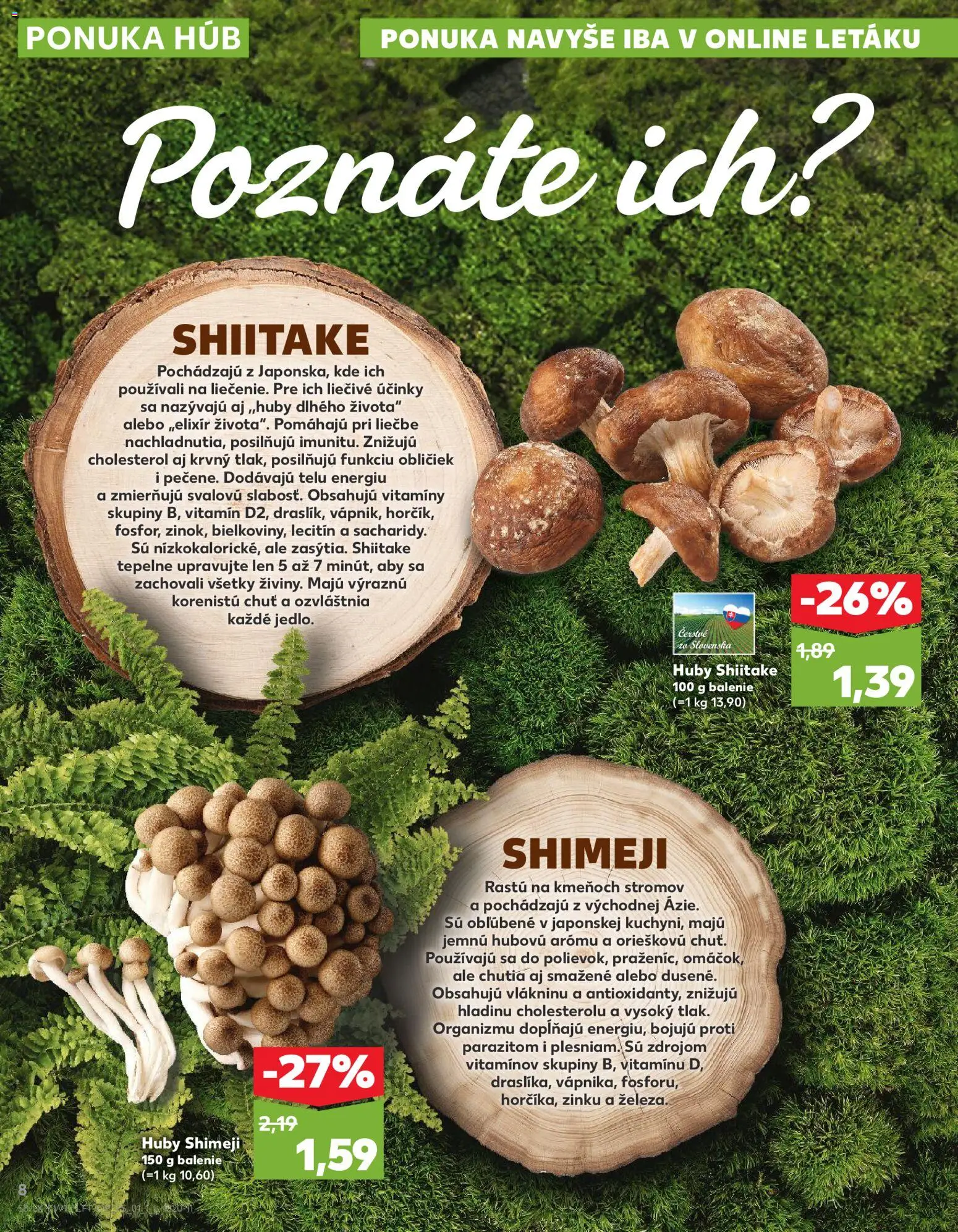 Nové Kaufland akcie – leták je platný od 09.04.2026 | Strana: 8 | Produkty: Huby, Huby Shiitake