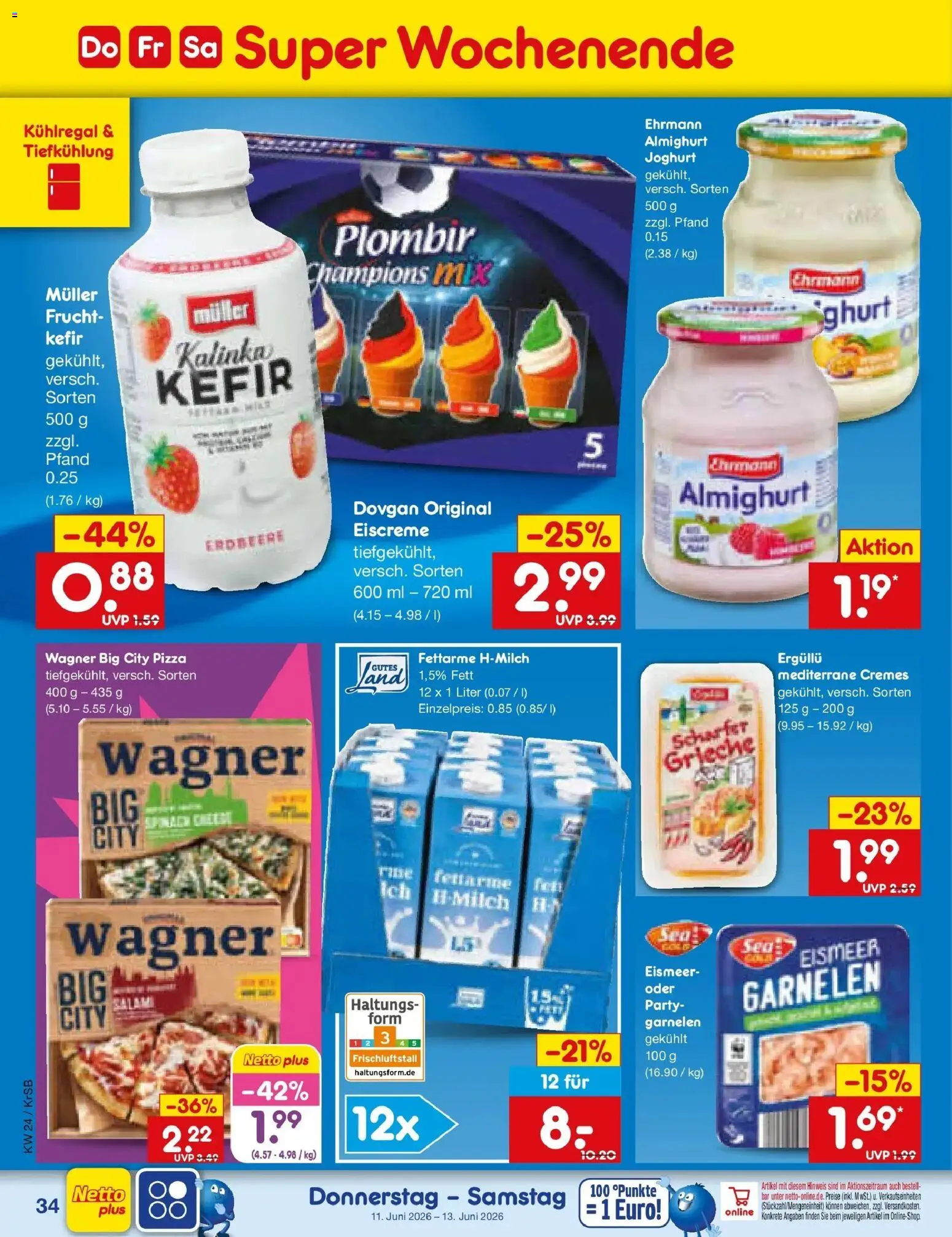 Netto Marken-Discount Prospekt Jüchen – gültig ab 08.06.2026 | Seite: 52 | Produkte: Joghurt, Garnelen, Eiscreme, Pizza