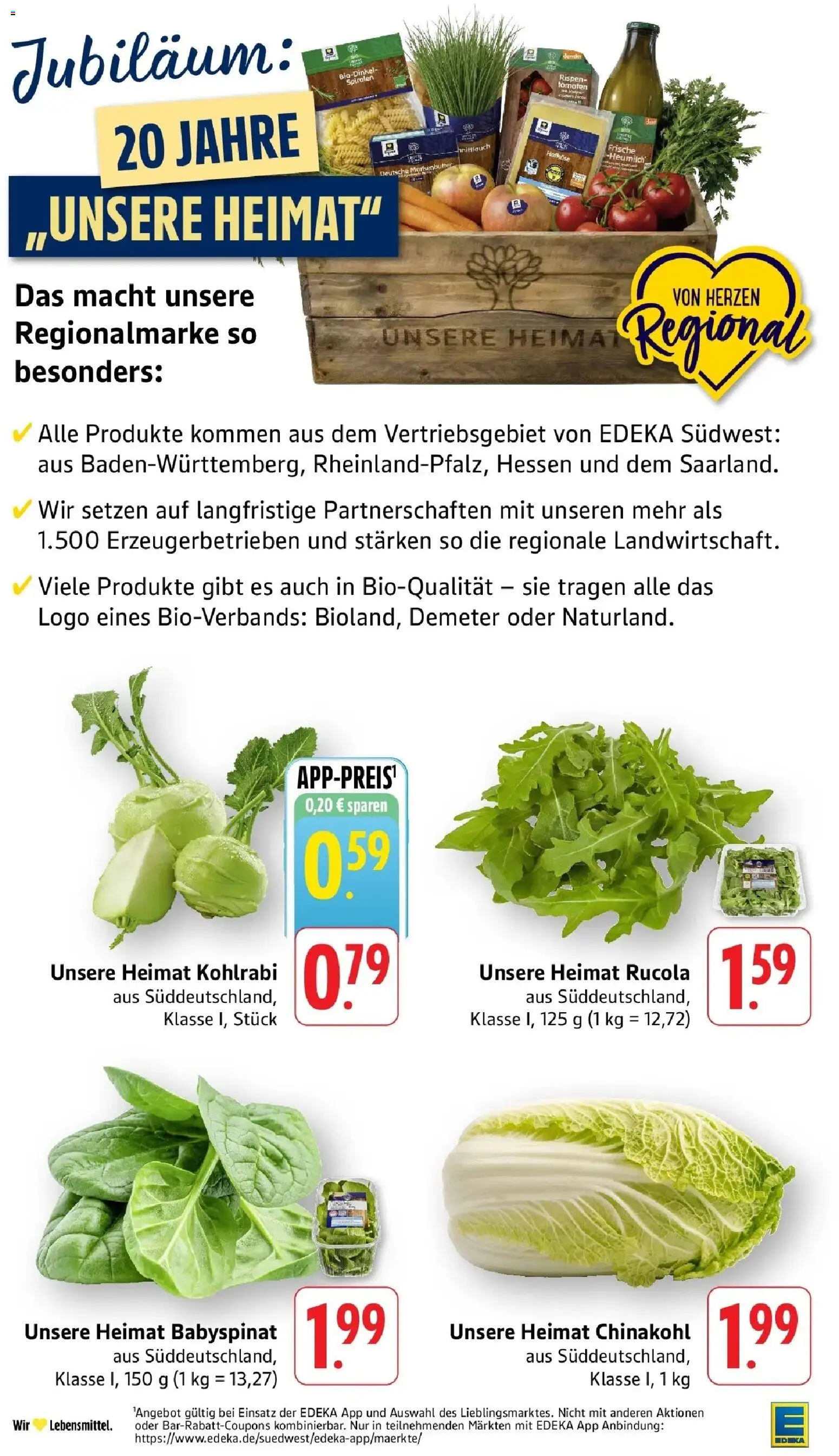 Edeka Prospekt Ulm-Lehr – gültig ab 01.06.2026 | Seite: 4 | Produkte: Rucola, Kohlrabi, Tomaten, Chinakohl