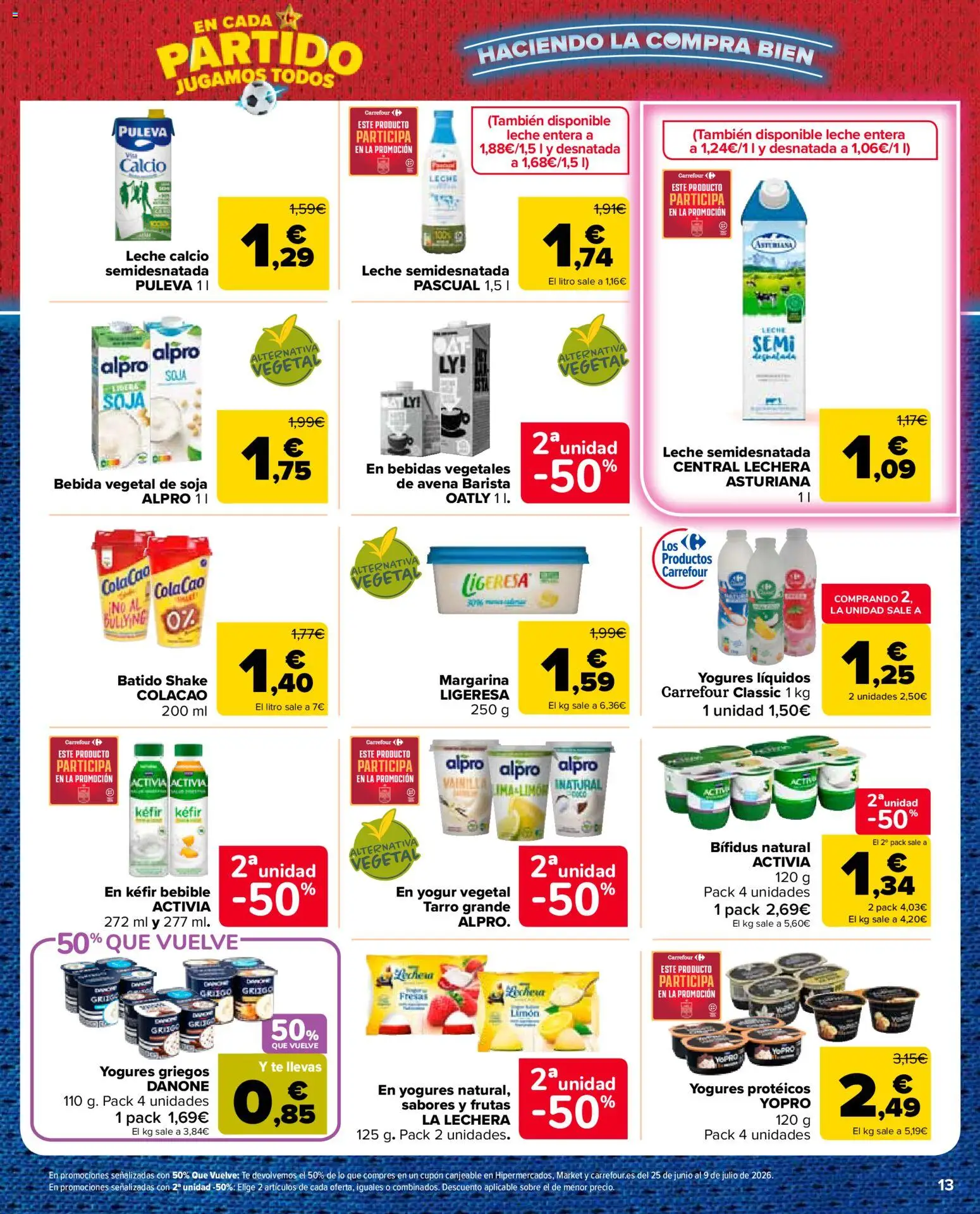 Carrefour Market folleto │ válido desde el 11.06.2026 | Página: 13 | Productos: Leche entera, Leche, Yogur, Fresas