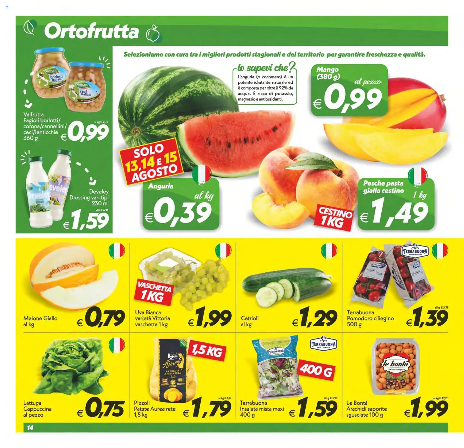 Volantino SuperConveniente del 11/08/2026 | Pagina: 14 | Prodotti: Insalata, Pomodoro, Mango, Cestino