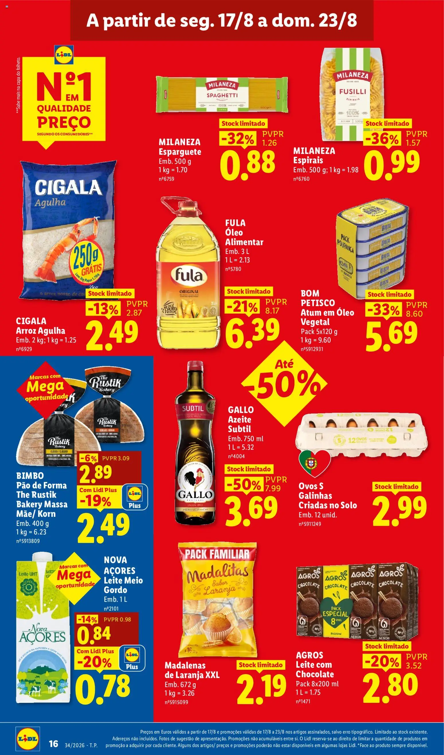 Lidl folheto │ válido de 17/08/2026 | Página: 16 | Produtos: Óleo vegetal, Esparguete, Óleo alimentar, Ovos
