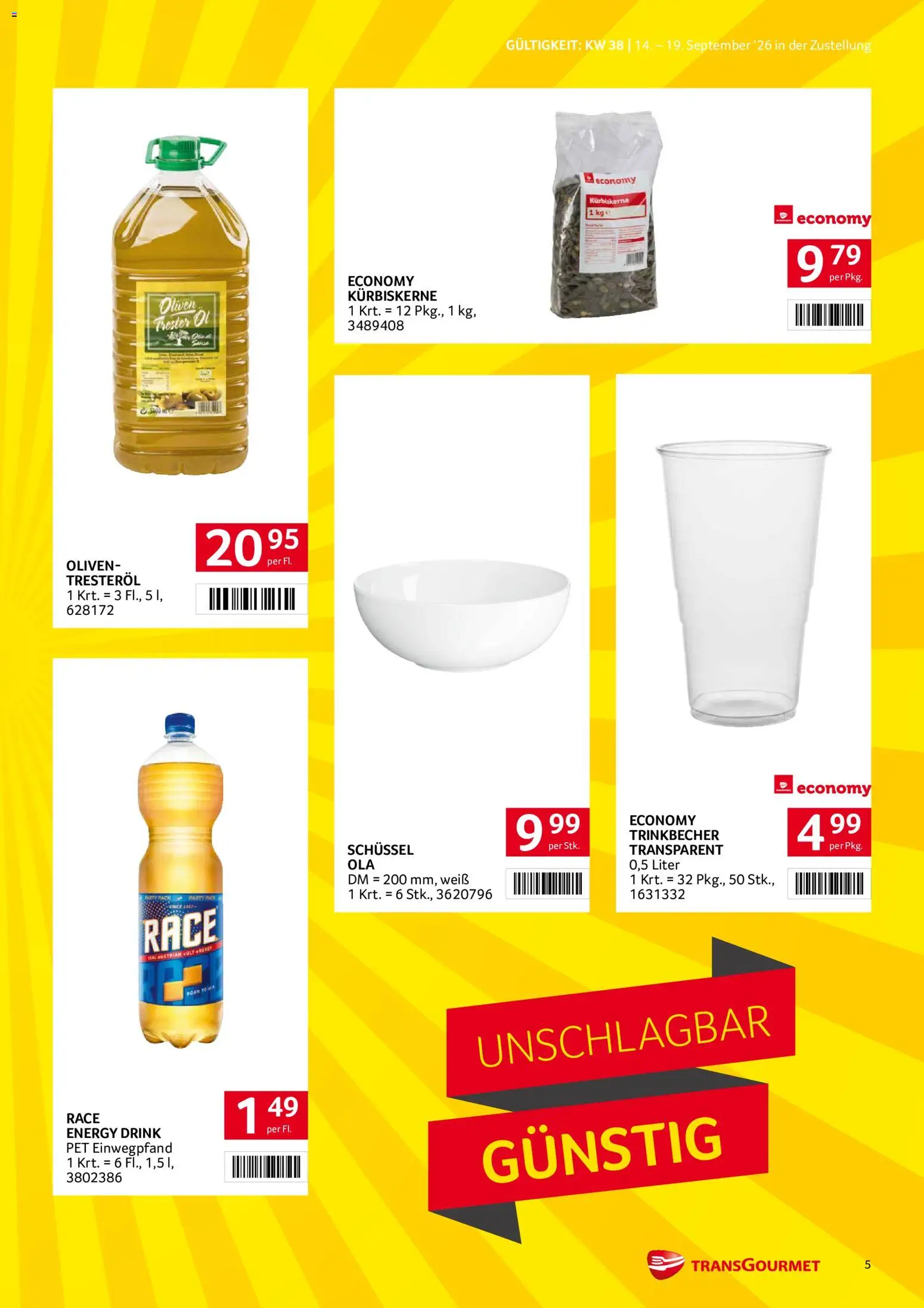 Transgourmet Zustellaktion gültig ab 14.09.2026 | Seite: 5 | Produkte: Oliven, Öl