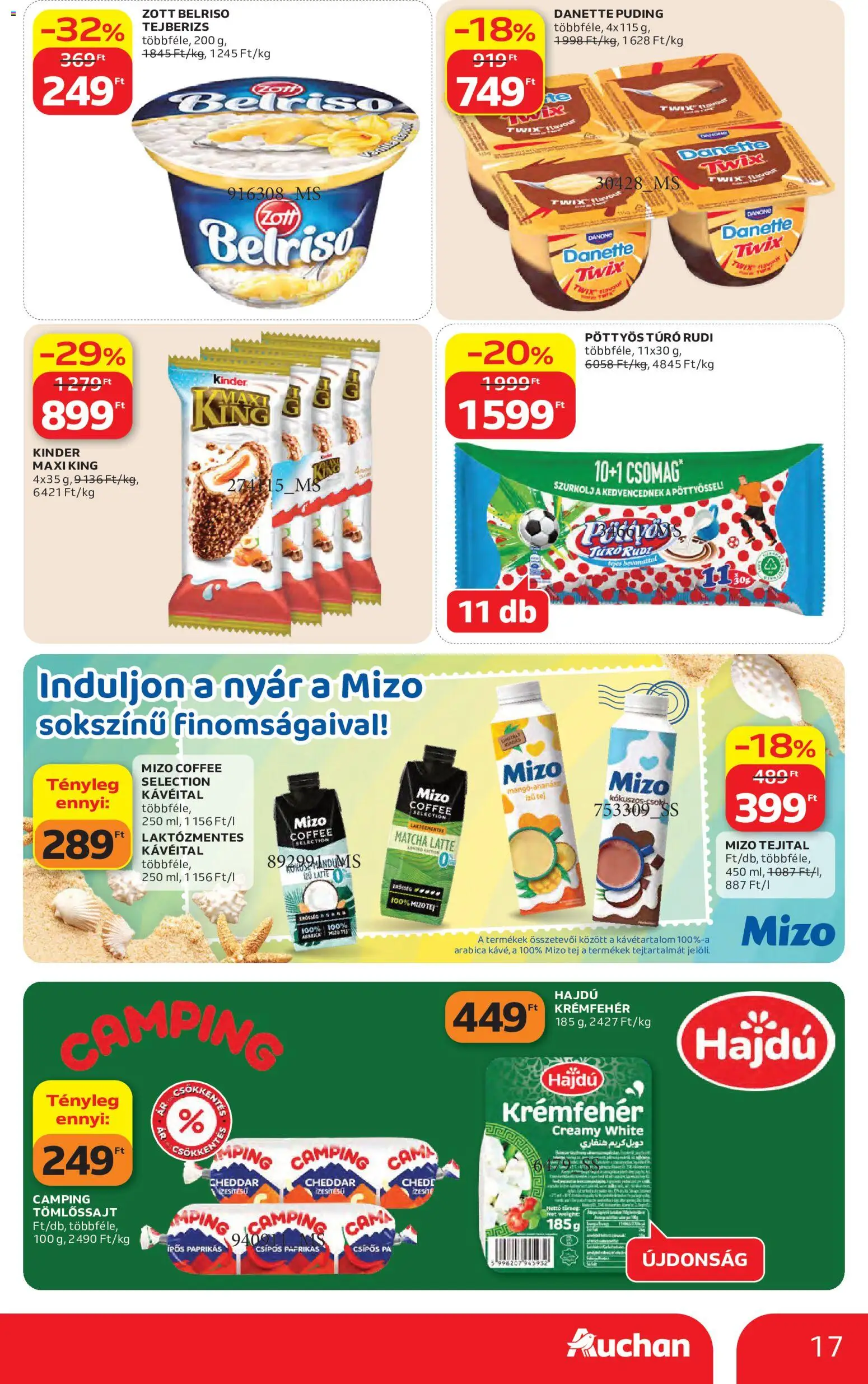 Auchan akciós ujság - amely érvényes a következő dátumtól: 04.06.2026 | Oldal: 17 | Termékek: Puding, Tejberizs, Túró, Mangó