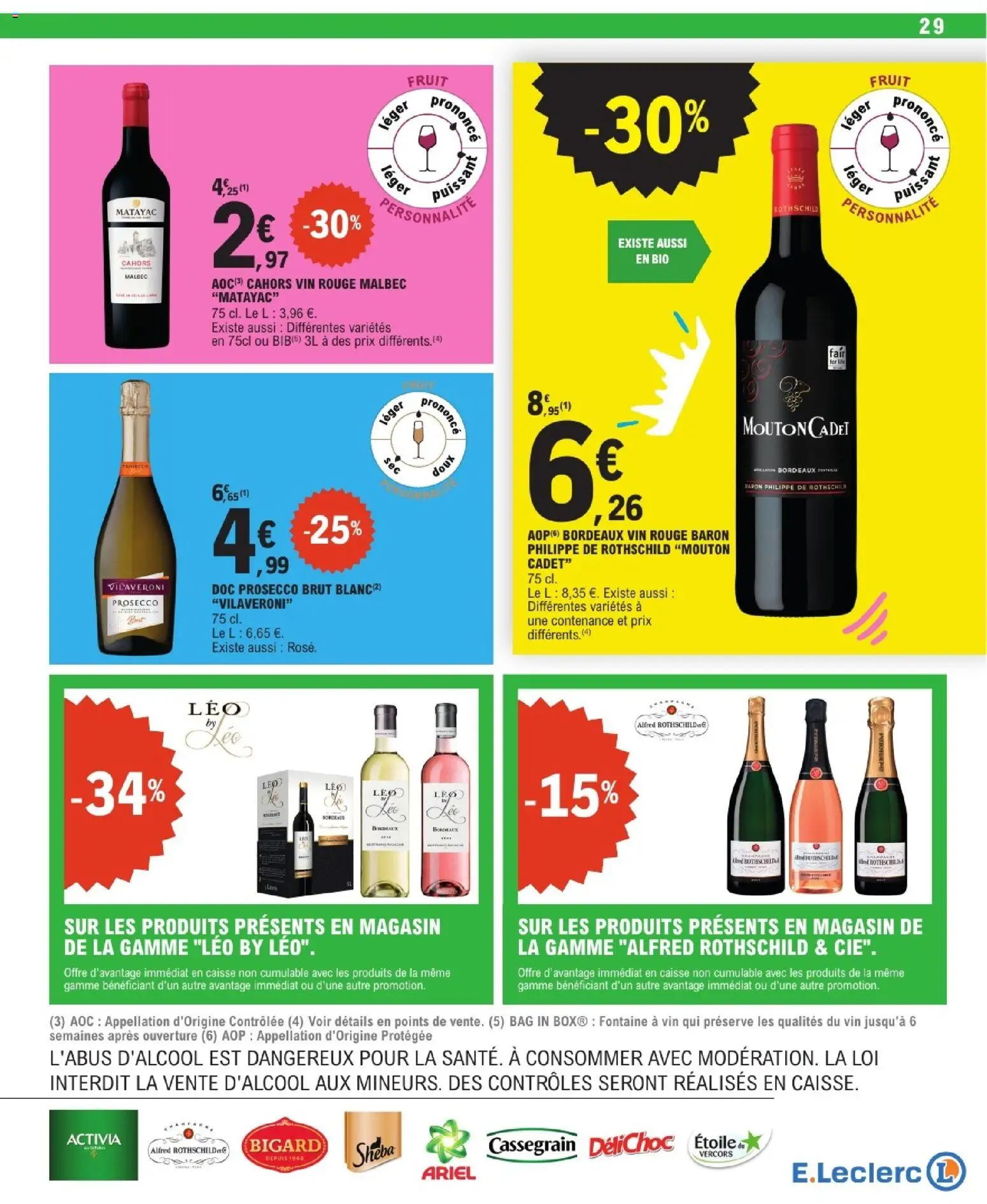 {H1} | Page: 29 | Produits: Prosecco brut, Cahors, Cassegrain, Prosecco