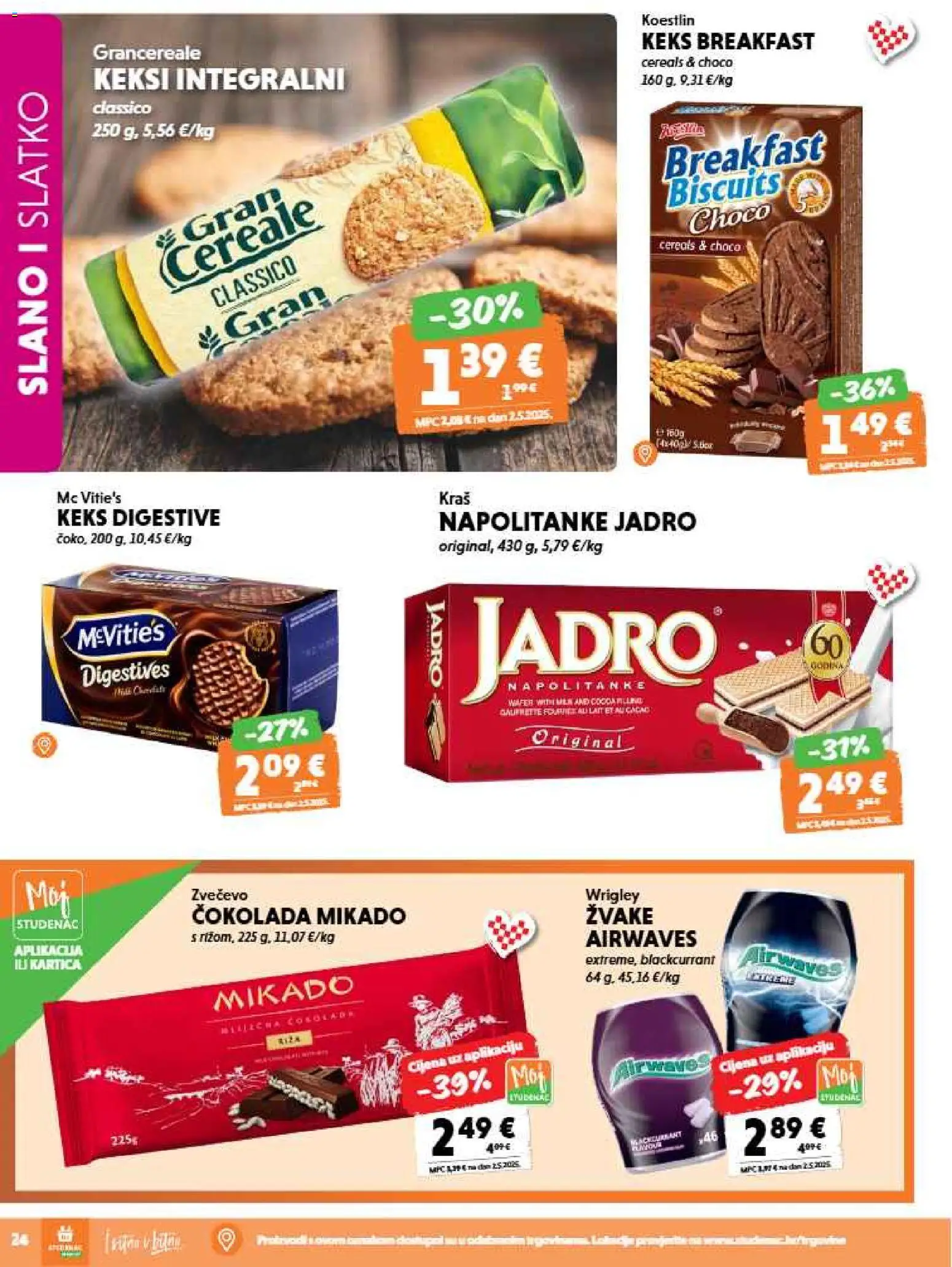 Studenac katalog | vrijedi od 20.05.2026 | Stranica: 24 | Proizvodi: Keksi, Čokolada, Keks, Napolitanke