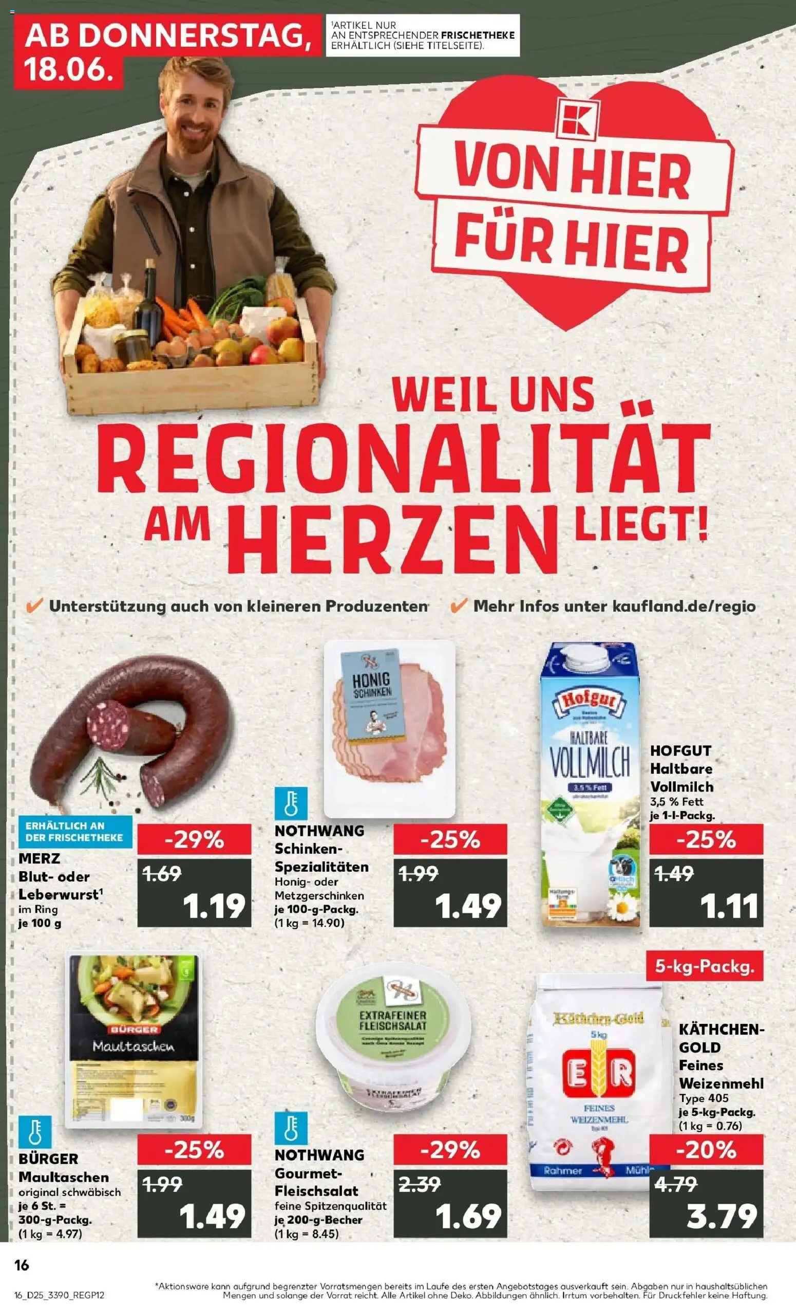 Kaufland Prospekt Mosbach – gültig ab 15.06.2026 | Seite: 1 | Produkte: Burger, Weizenmehl, Schinken, Maultaschen