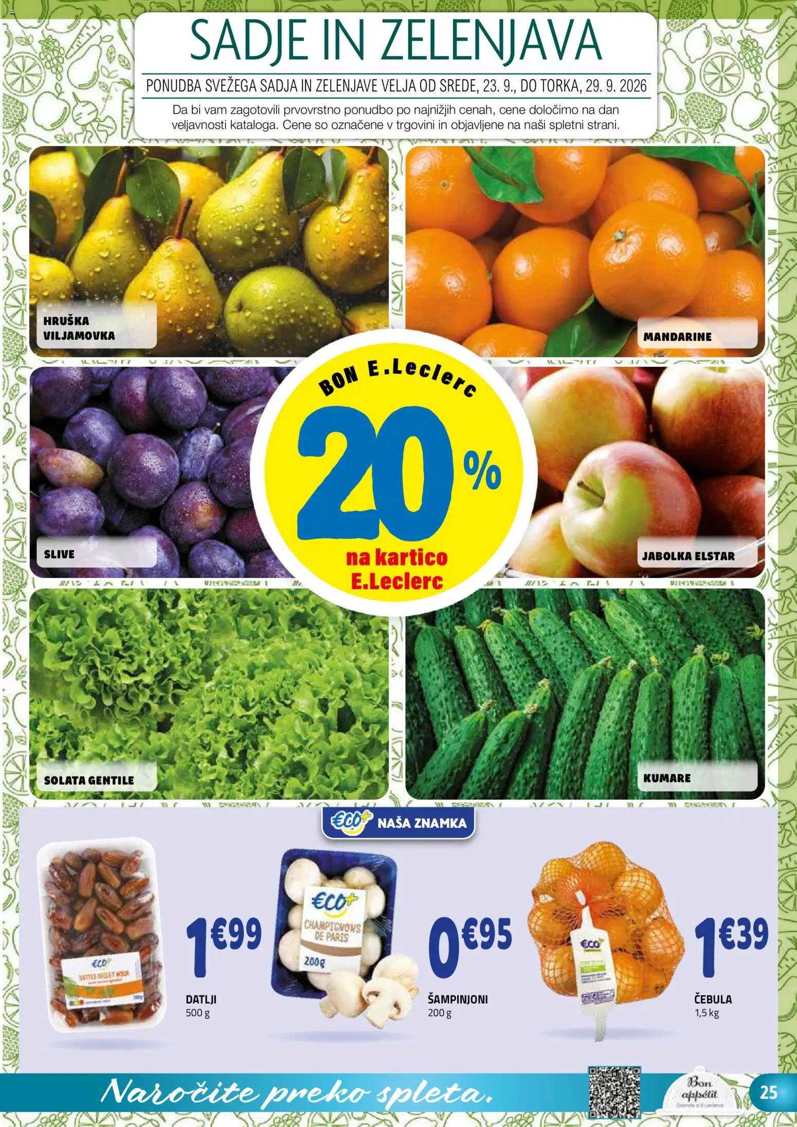Novi E.leclerc katalog ponudbe – veljaven od 23.09.2026 | Stran: 25 | Izdelki: Hruska, Jabolka, Solata, Sadje
