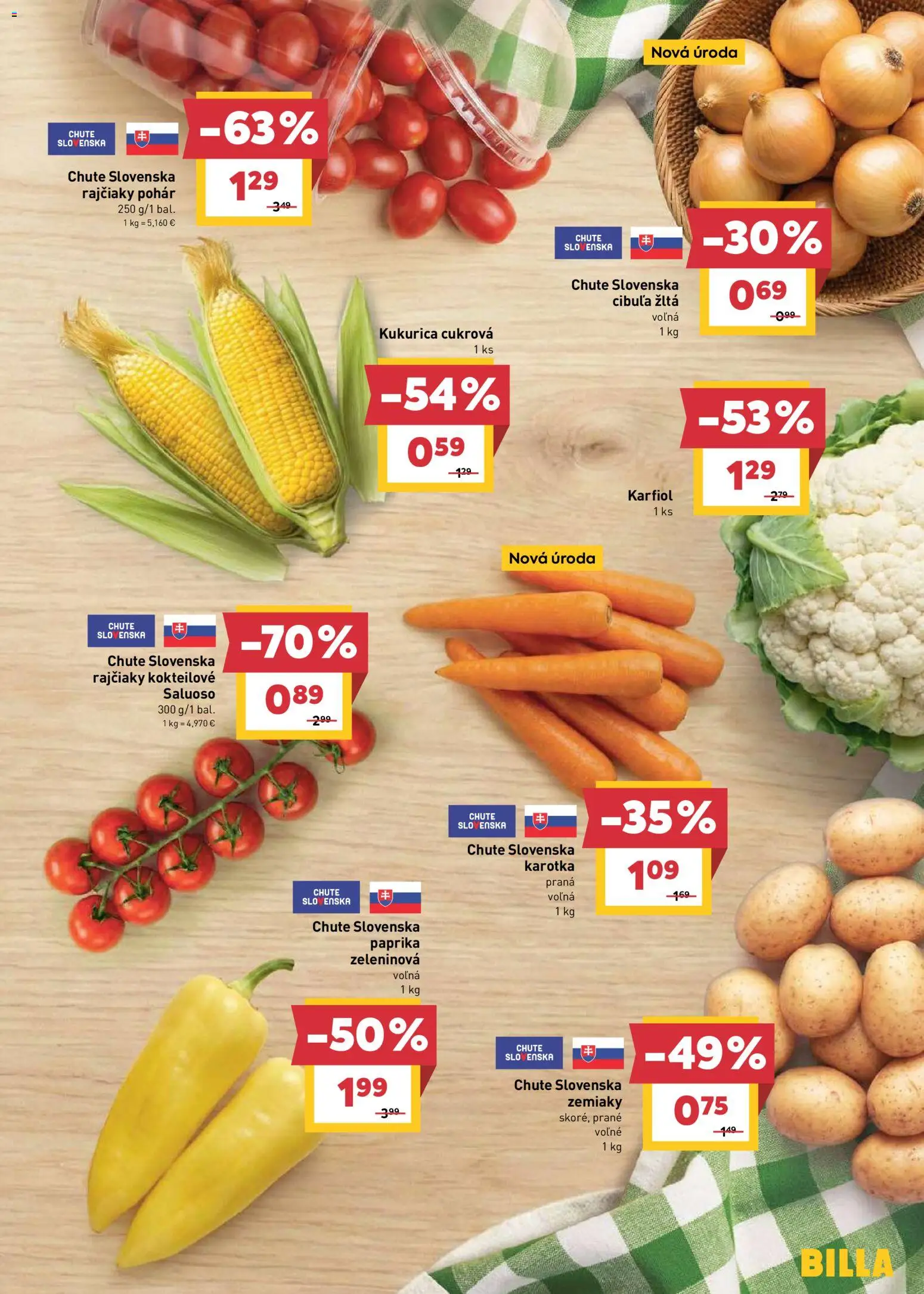 Nové Billa akcie – leták je platný od 15.07.2026 | Strana: 3 | Produkty: Karfiol, Zemiaky, Cibuľa, Kukurica