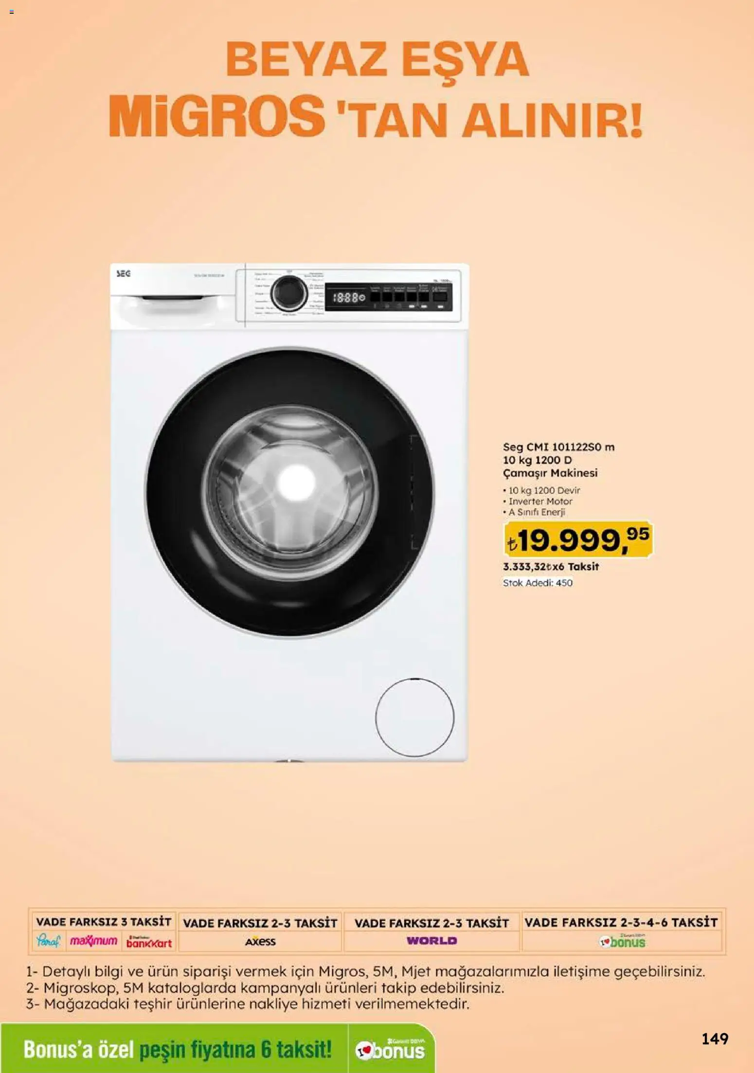 Migros Katalog - 5M Migroskop Dijital - 05 Ekim 2026 tarihinden itibaren geçerlidir | Sayfa: 149 | Ürünler: Çamaşır makinesi