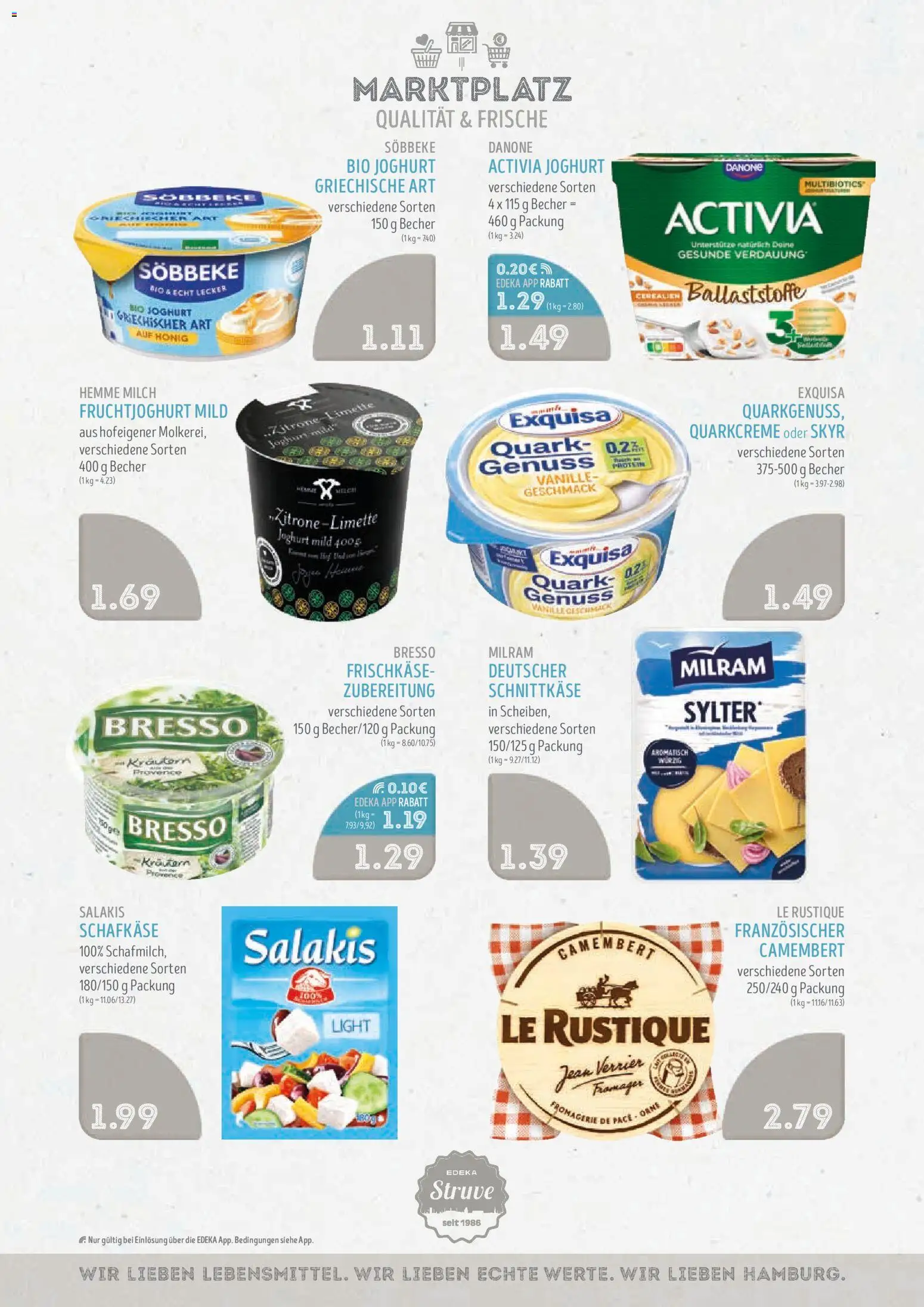 Edeka Struve Prospekt – gültig ab 22.06.2026 | Seite: 6 | Produkte: Milch, Fruchtjoghurt, Exquisa, Salakis
