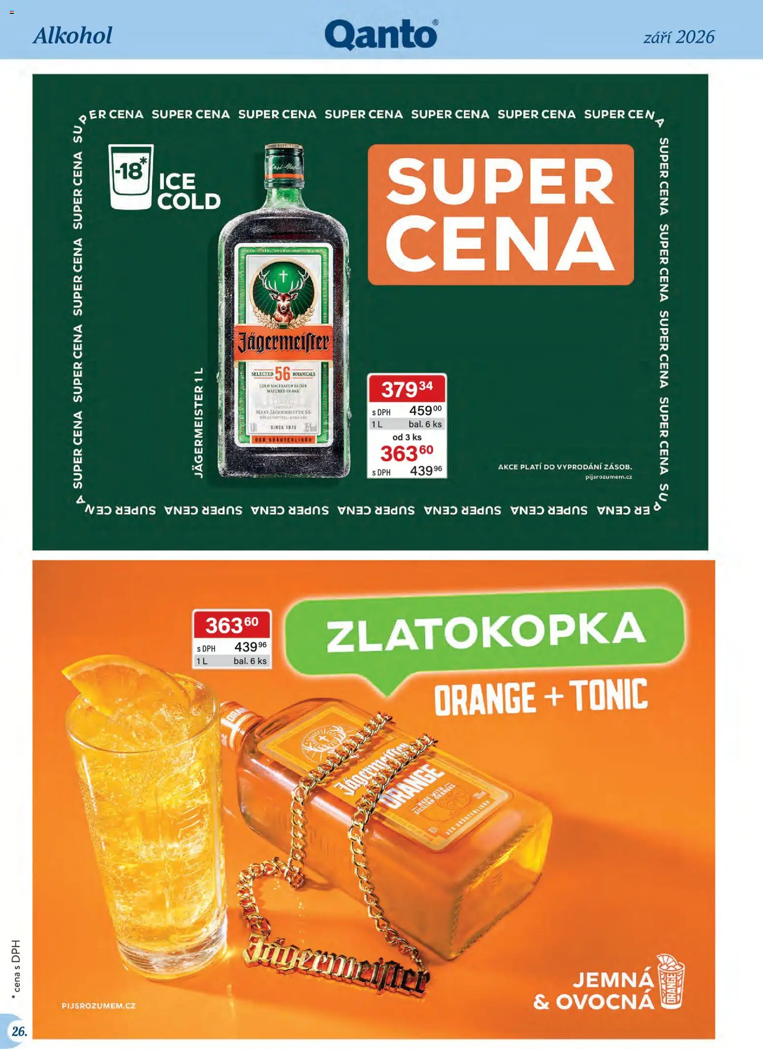 Astur & Qanto leták - Velkoobchod 09/2026 od 01.09.2026 | Strana: 26 | Produkty: Jägermeister, Tonic, Alkohol