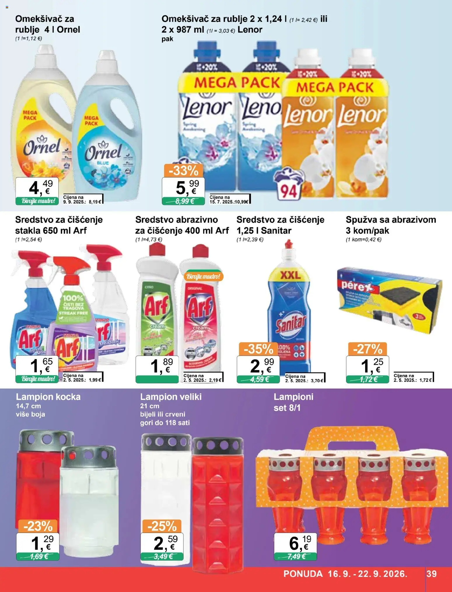 KTC katalog | vrijedi od 16.09.2026 | Stranica: 39 | Proizvodi: Spužva, Omekšivač, Lampion, Arf