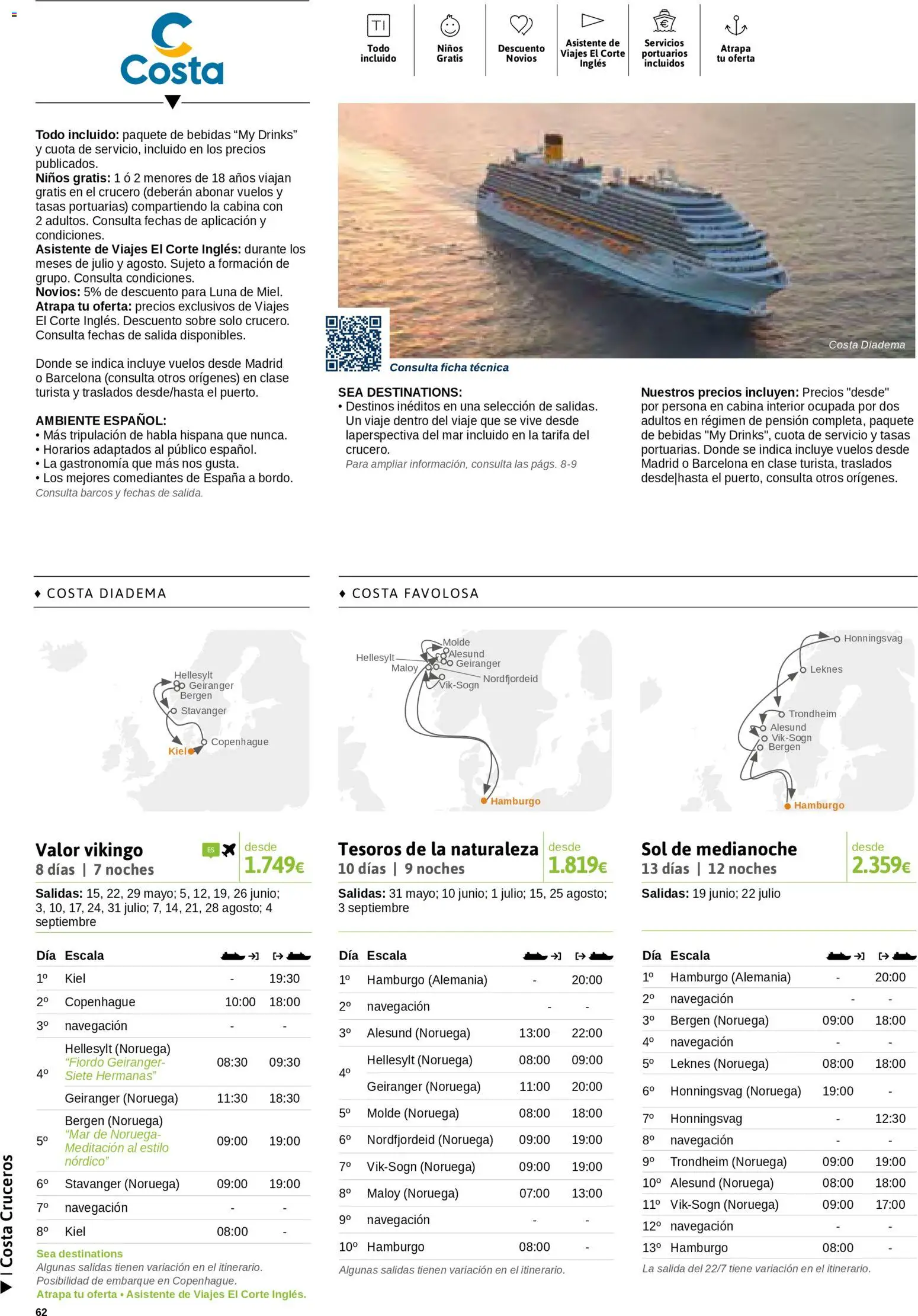 Viajes El Corte Inglés Cruceros marítimos │ válido desde el 01/01/2026 | Página: 63 | Productos: Bebidas, Navegación