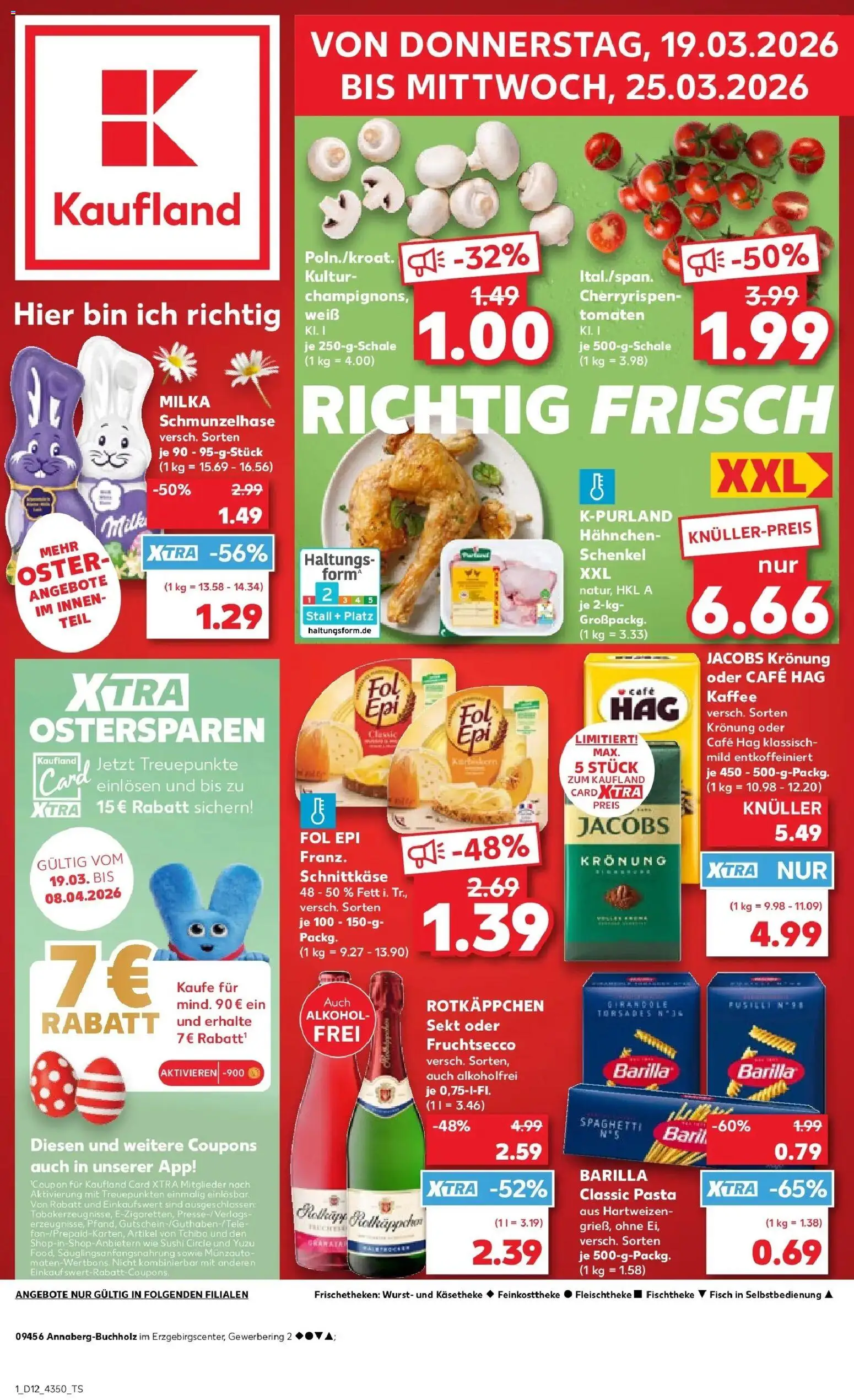Kaufland Prospekt Annaberg-Buchholz	 – gültig ab 19.03.2026 | Seite: 1 | Produkte: Kaffee, Tomaten, Fisch, Wurst