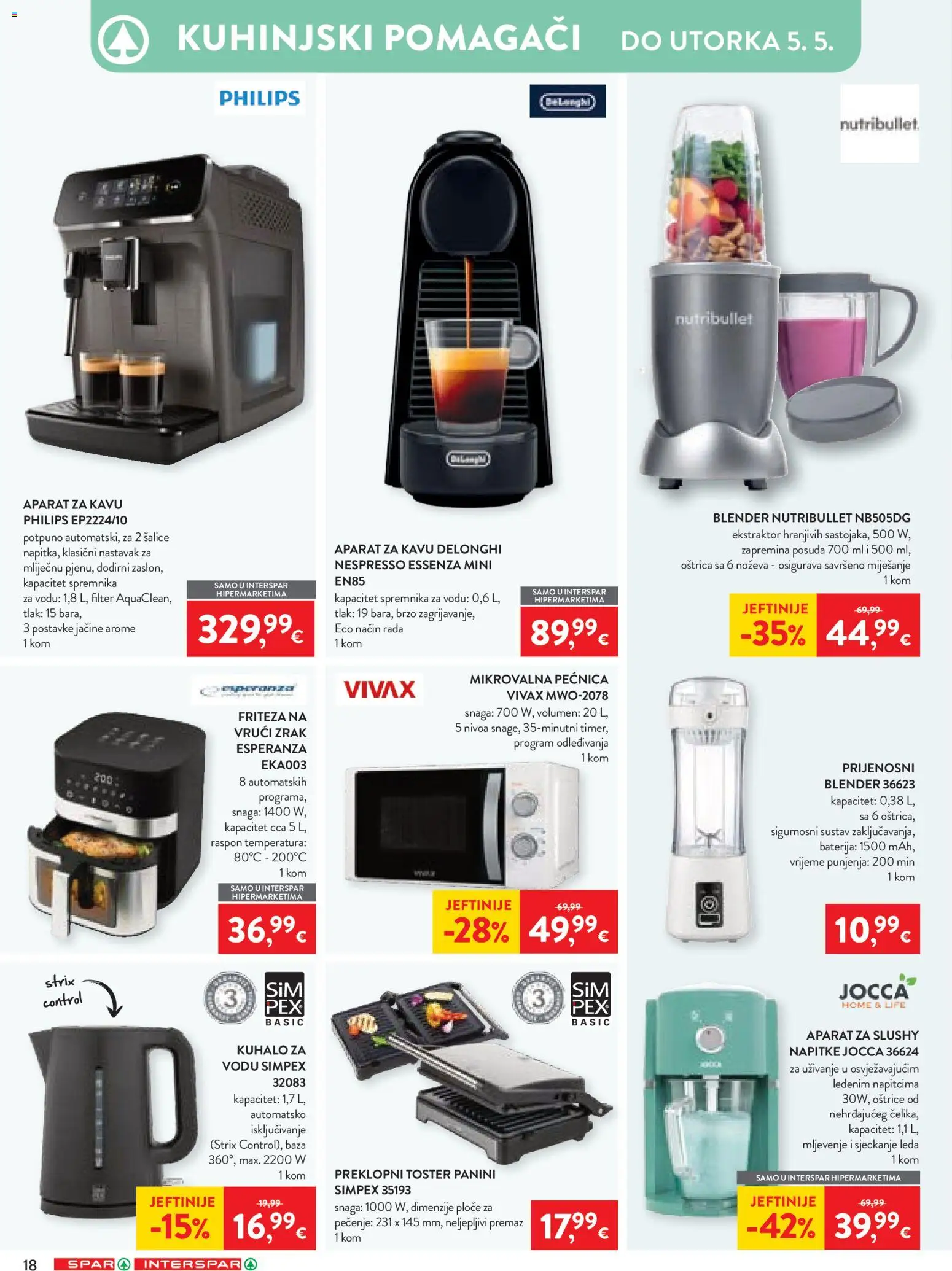 Spar katalog | vrijedi od 22.04.2026 | Stranica: 25 | Proizvodi: Aparat za kavu, Friteza, Blender, Mikrovalna pećnica