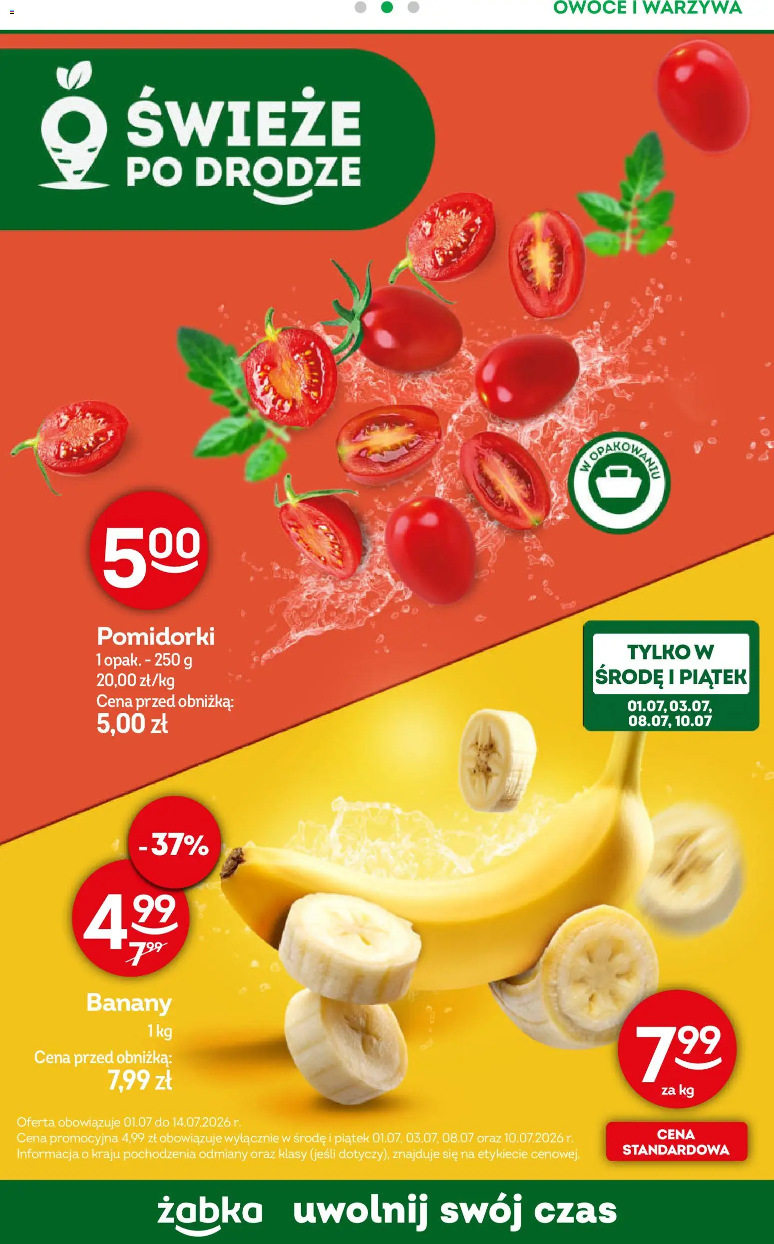 Żabka gazetka - Codzienne produkty od 01.07.2026 | Strona: 8 | Produkty: Banany, Warzywa, Owoce