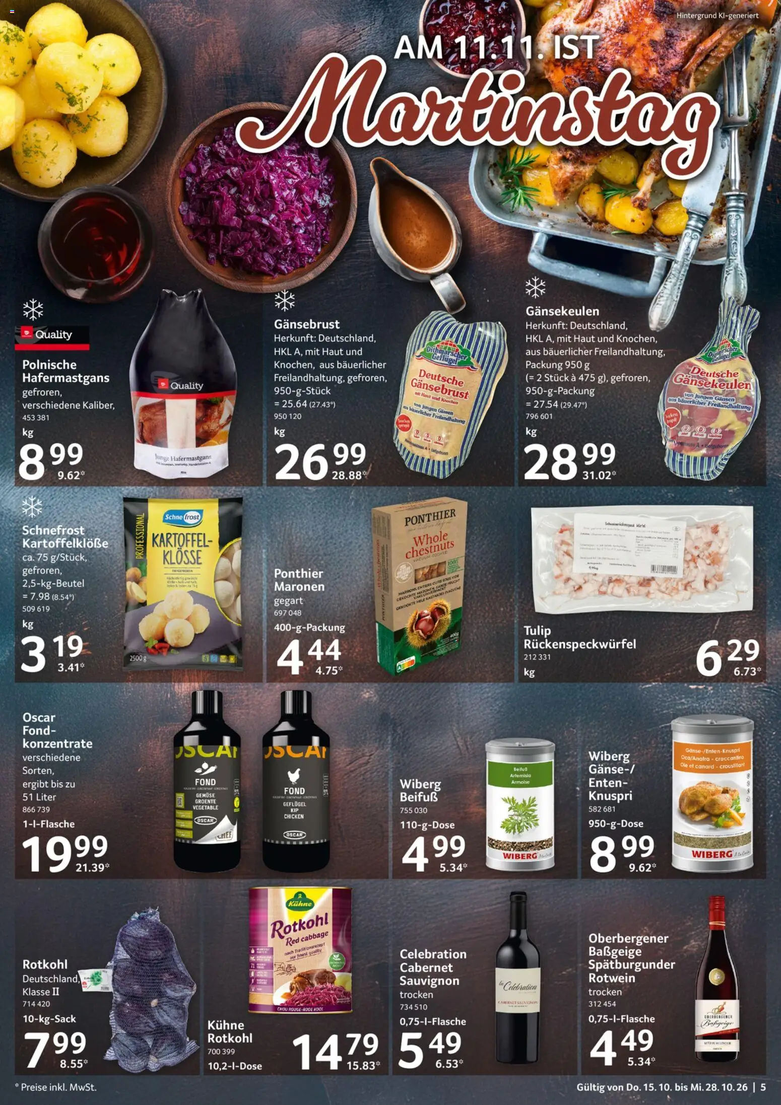 Selgros Gastronomie – gültig ab 15.10.2026 | Seite: 5 | Produkte: Rotkohl, Rotwein, Rotwein trocken, Gemüse