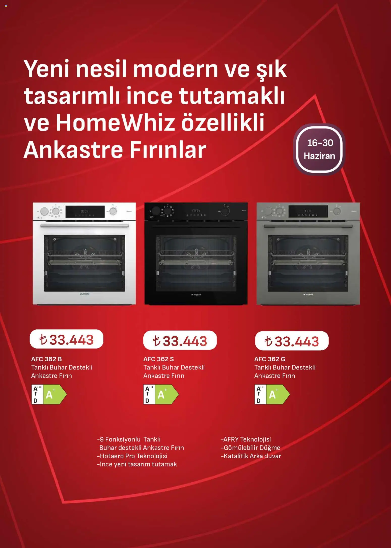 Arçelik - Ankastre Kataloğu - 16.06.2026 tarihinden itibaren geçerlidir | Sayfa: 22 | Ürünler: Fırın