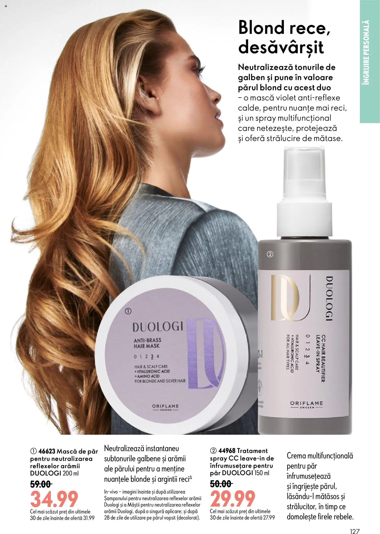 Noul catalog Oriflame – valabil de la 19.08.2026 | Pagină: 127 | Produse: Mască de păr, Cremă