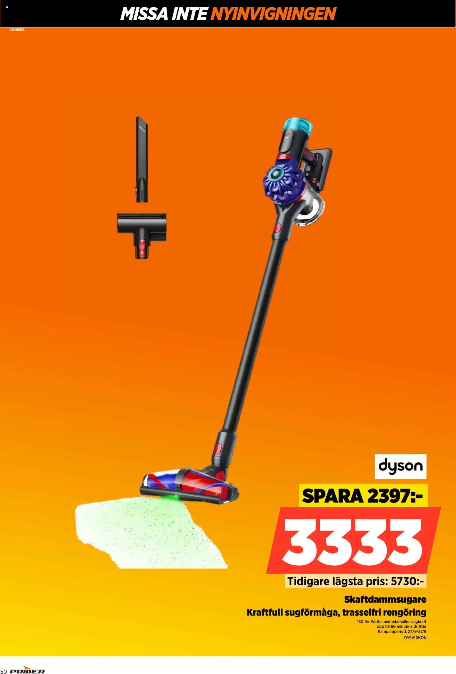 Power reklamblad aktuell från 24/09/2026 | Sida: 50 | Produkter: Skaftdammsugare