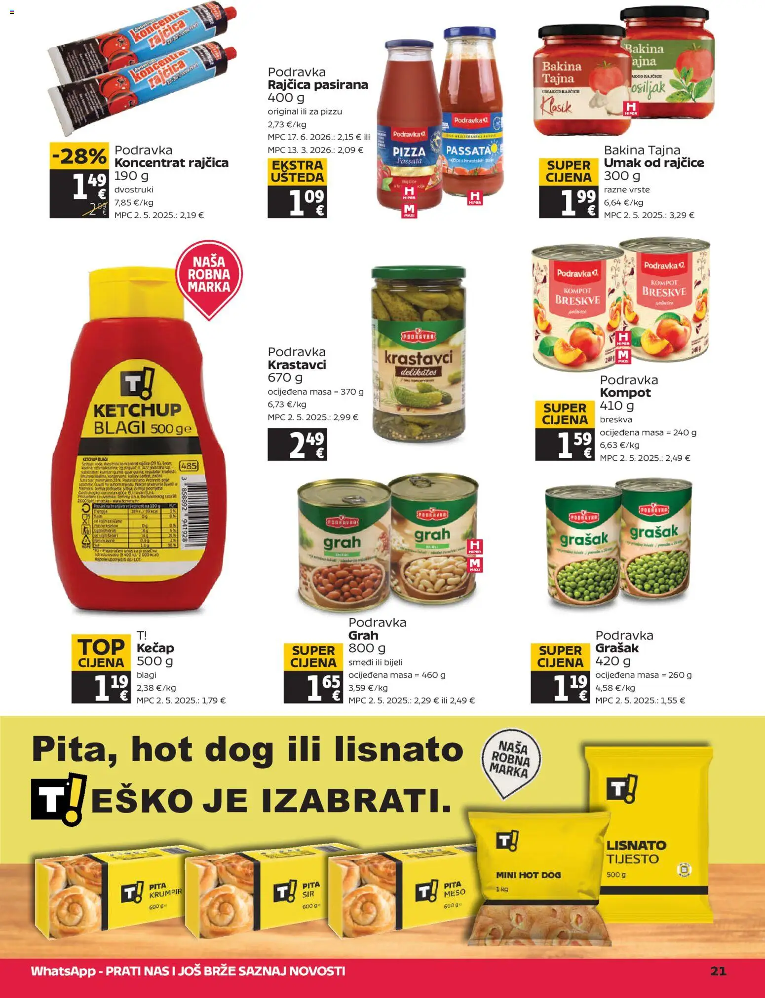 Tommy katalog | vrijedi od 05.06.2026 | Stranica: 21 | Proizvodi: Grah, Meso, Pizza, Rajčice