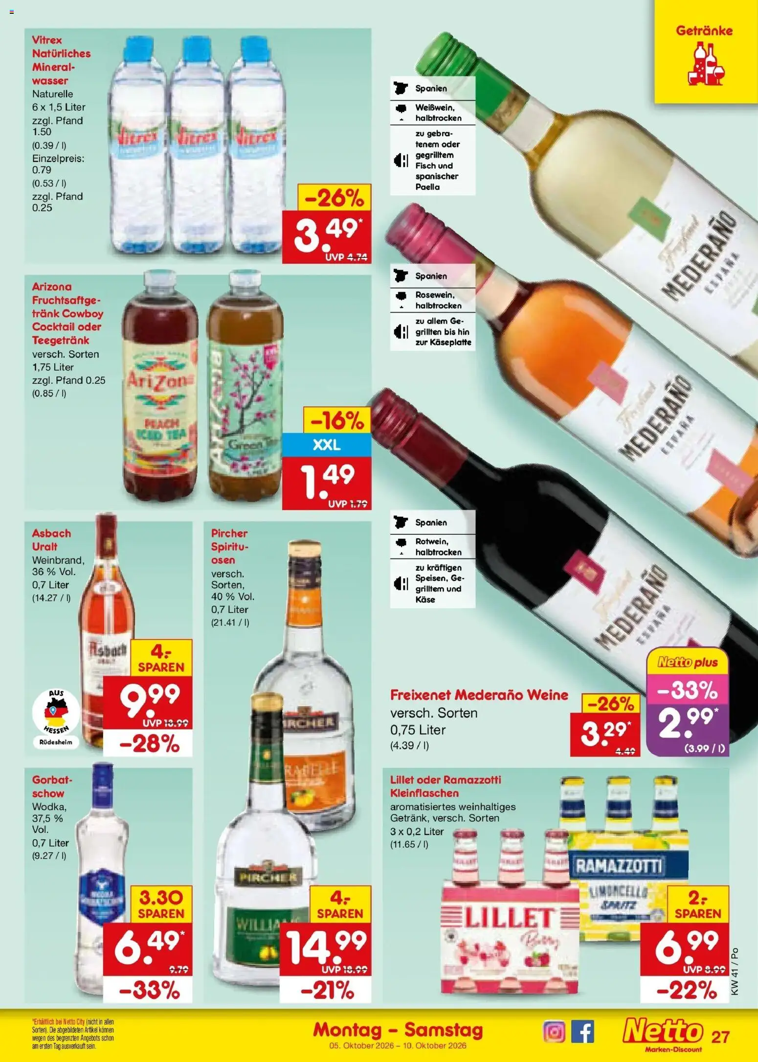 Netto Marken-Discount Prospekt Amberg (ab 05.10.2026) » Angebote | Seite: 31 | Produkte: Käse, Fisch, Limoncello, Asbach