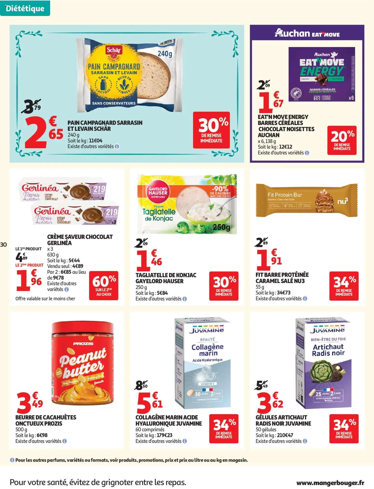 {H1} | Page: 30 | Produits: Artichaut, Beurre de cacahuètes, Konjac, Céréales